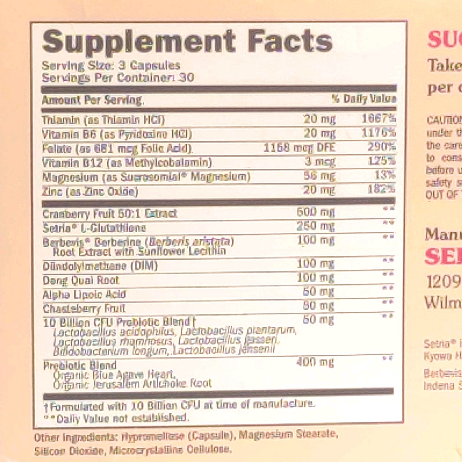Seraphina 2 in 1 Hormone Balance + Vaginal Probiotic 90 Capsules – 04 or 05/27
