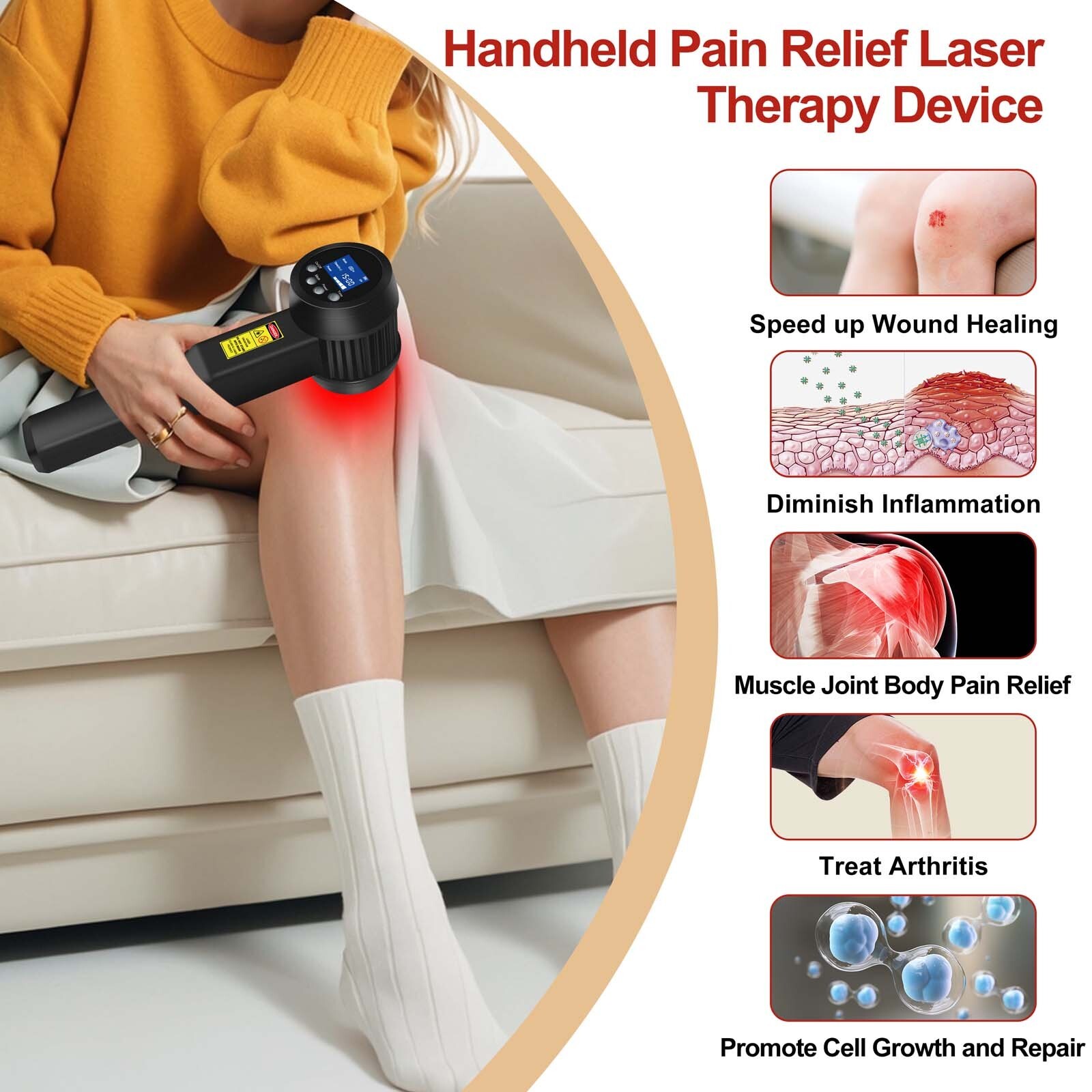 5000mW Red Light Laser Therapy Device 808nm 905nm for Herniated Disc Body Pain