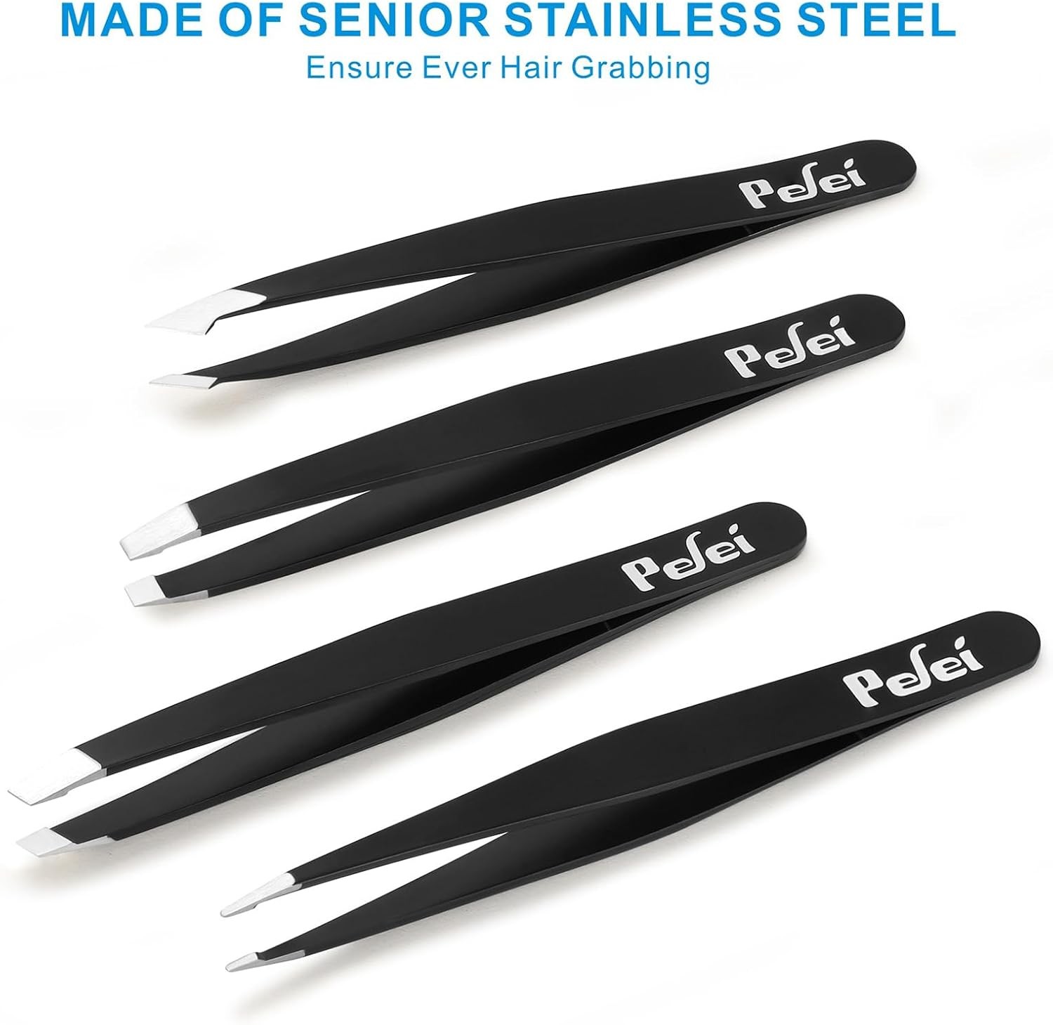 Pefei Tweezers Set – Professional Stainless Steel Tweezers for Eyebrows – Great