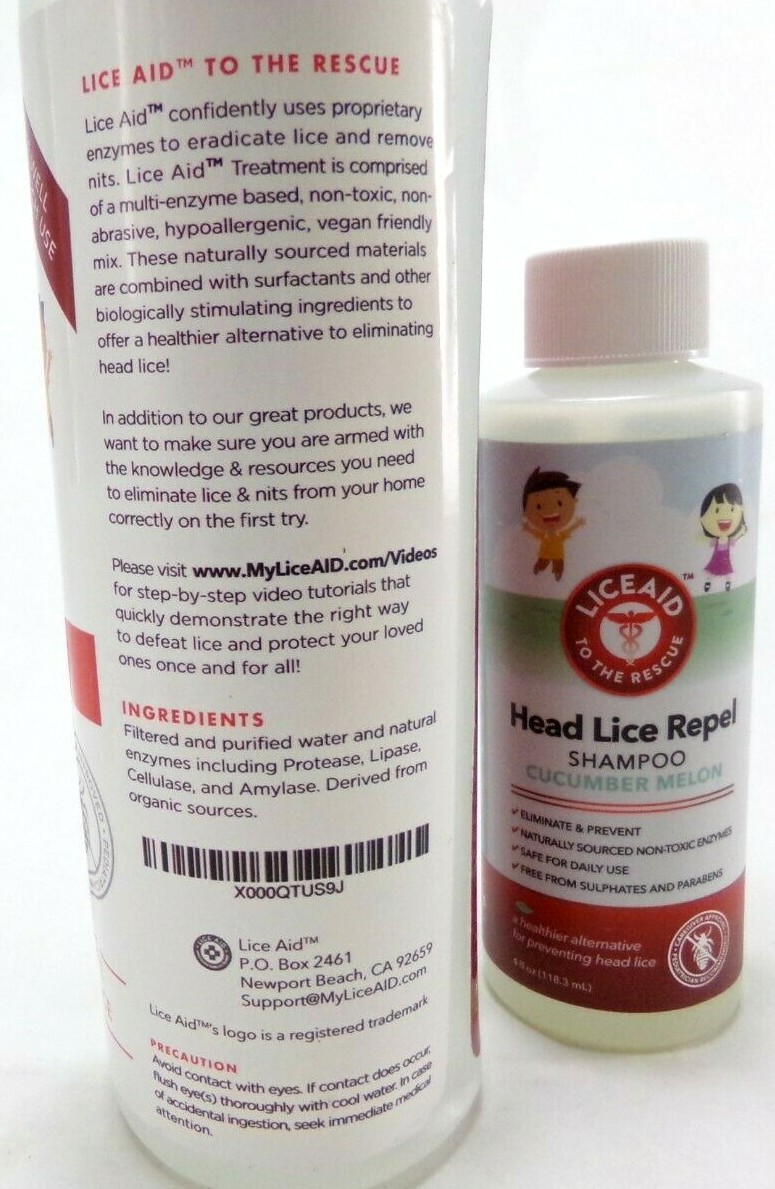 Lice Aid™ Lice Removal 3-Step Kit FDA Approved Vegan Includes Comb & Hair Clips