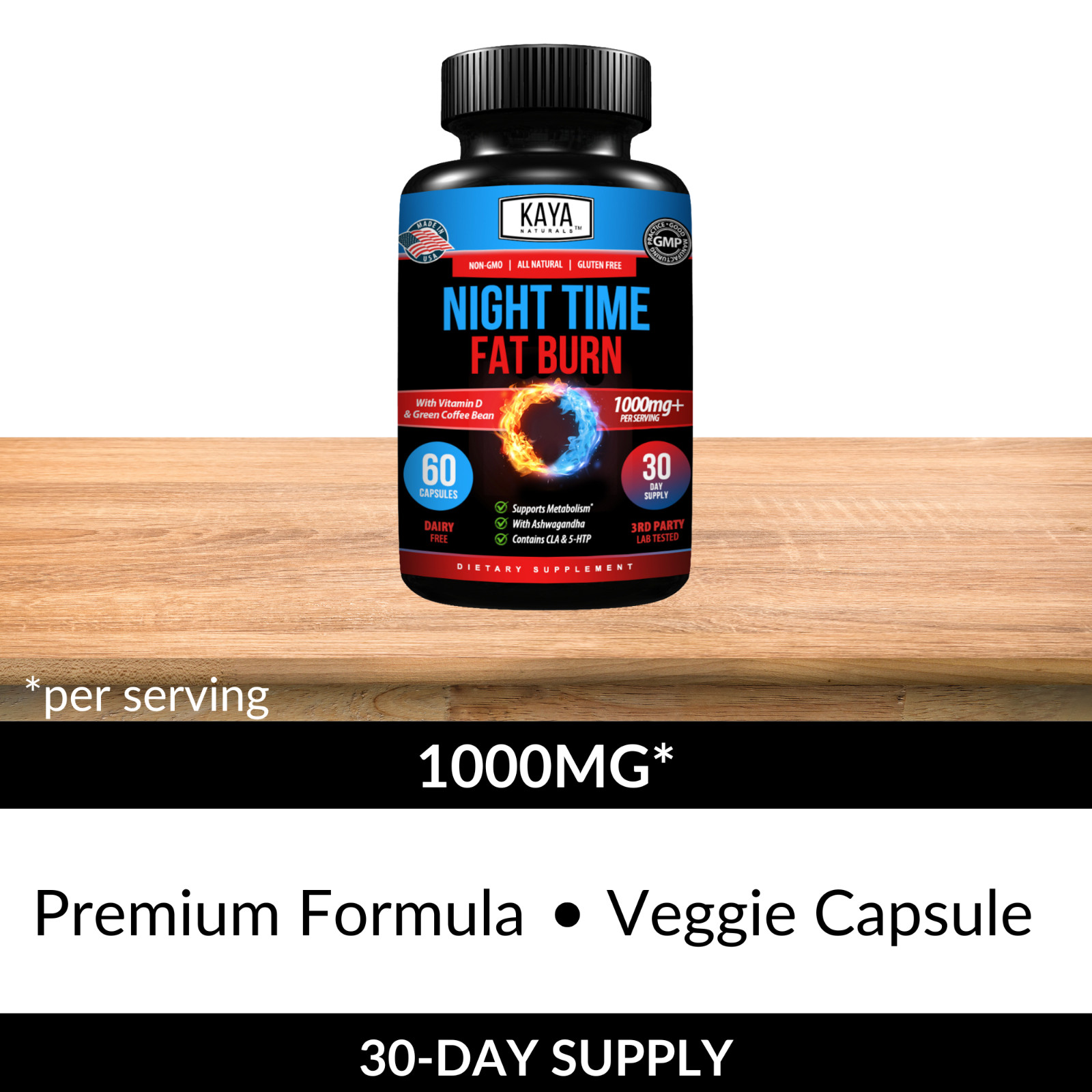 Night Time Fat Burn Supplement 60ct, Metabolism Support, Healthy Weight Loss