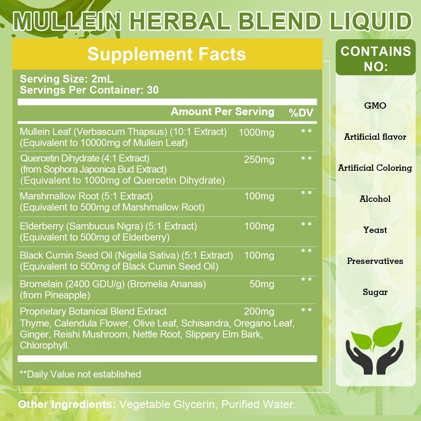 Mullein Drops for Lungs Mullein Leaf Extract for Lungs & Respiratory Immune 60ML