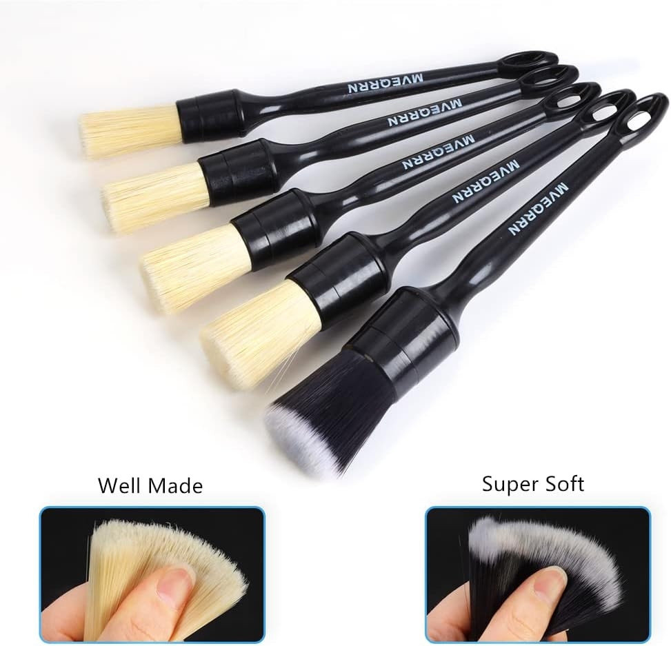 Boars Hair Ultra Soft Detailing Brushes Set, 4 Pcs Premium Natural Boars Bristle