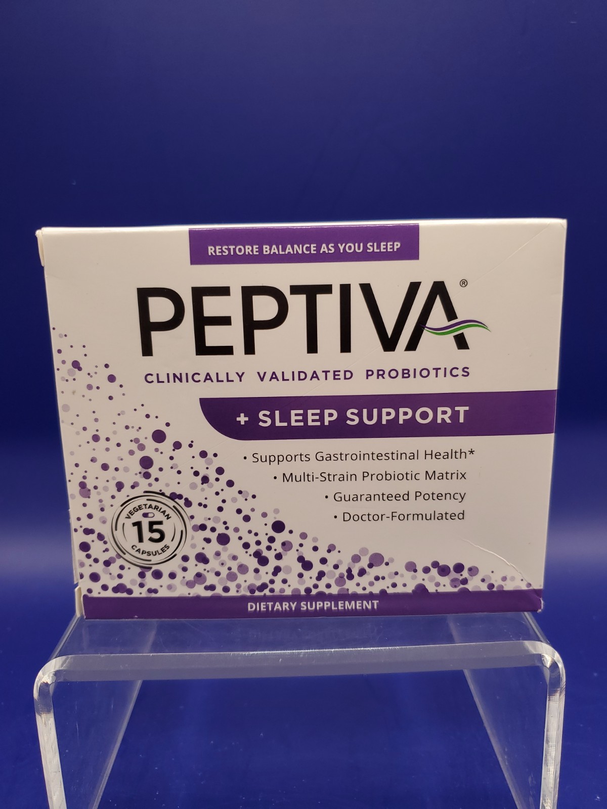 Peptiva Probiotics Digestive Sleep Support Restore Balance 15Ct Caps Exp 03/27