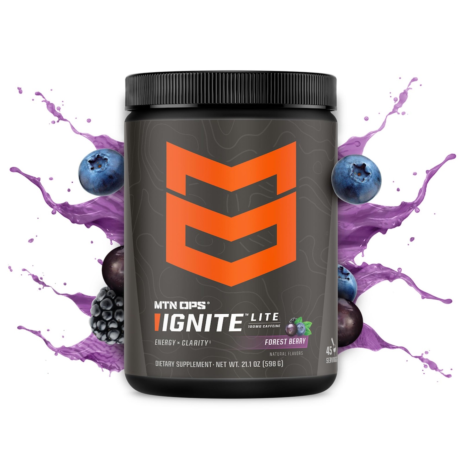 Mtn Ops Ignite Lite Sugar Energy Drink Powder 100Mg Caffeine Nootropic Blend