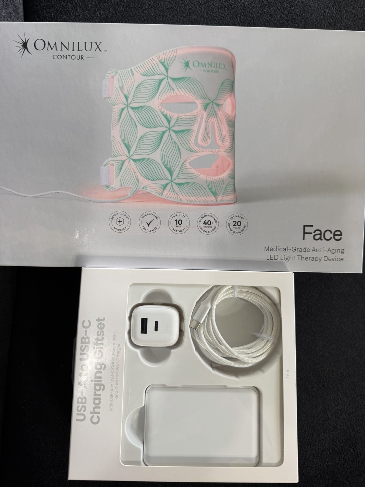 Omnilux Contour Face LED Light Therapy Mask Full Kit