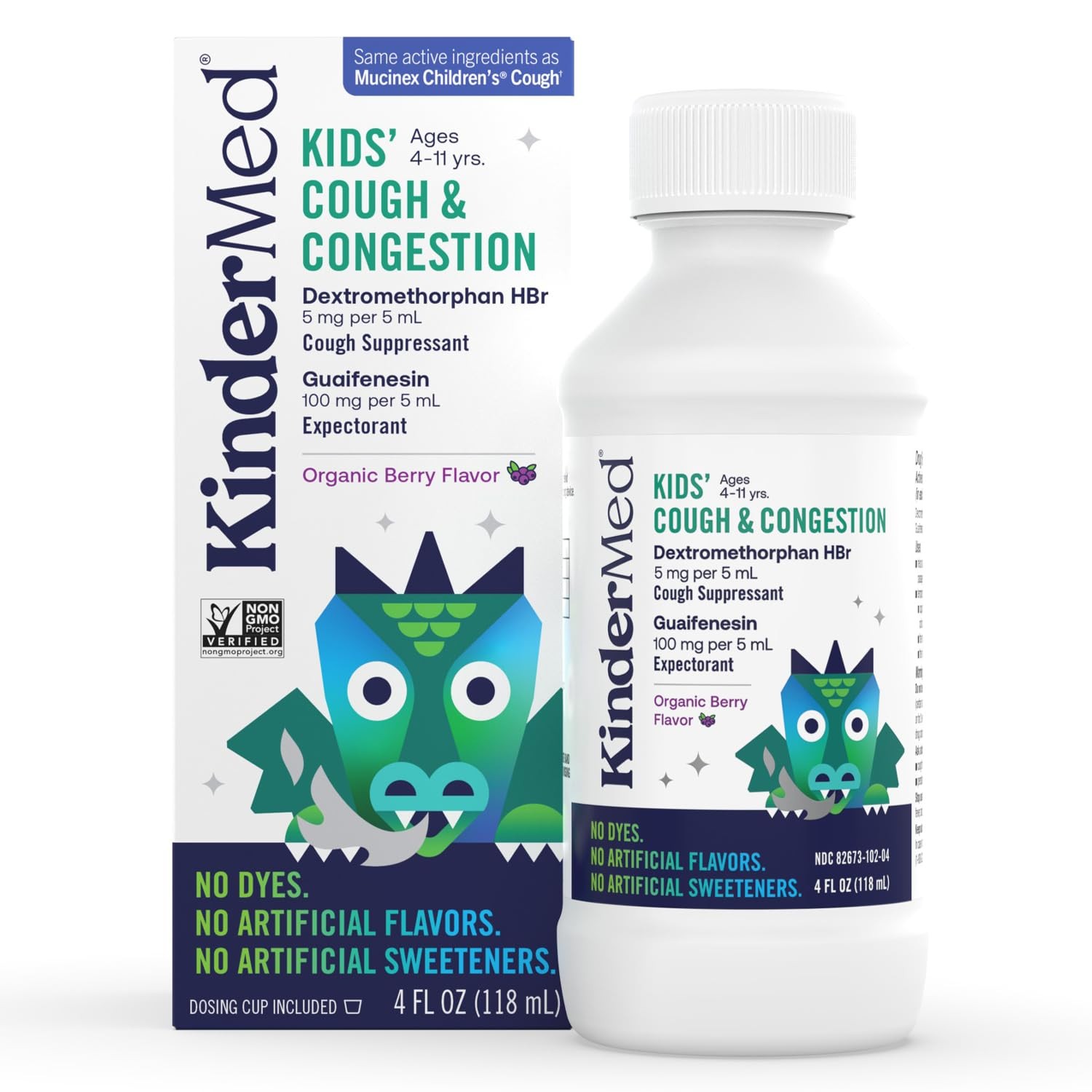 KinderMed Kids’ Daytime Cough & Congestion Medicine, for Ages 4-11 White