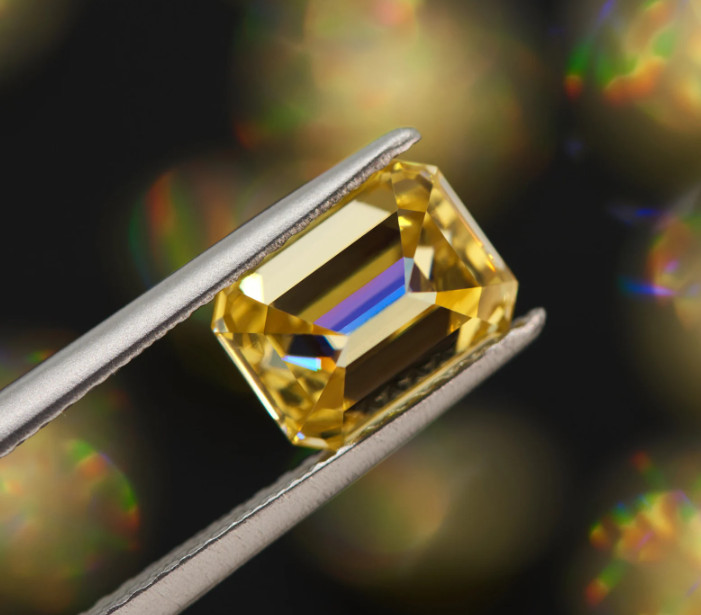 Natural Yellow Color 3 Ct Lab grown Diamond Emerald Cut VVS1 Clarity Certified
