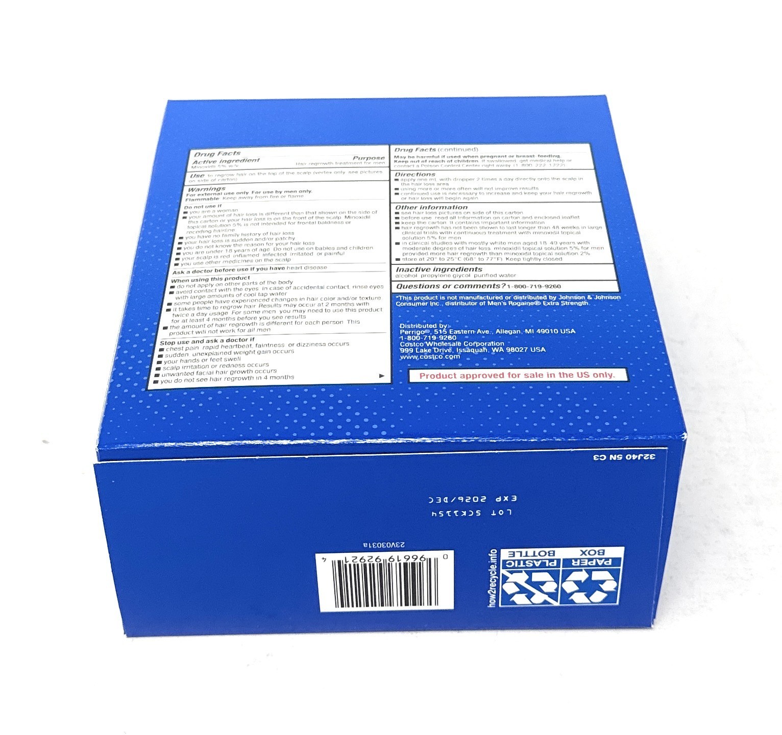 Kirkland Signature Minoxidil 5% Extra Strength Men Hair Regrowth Original