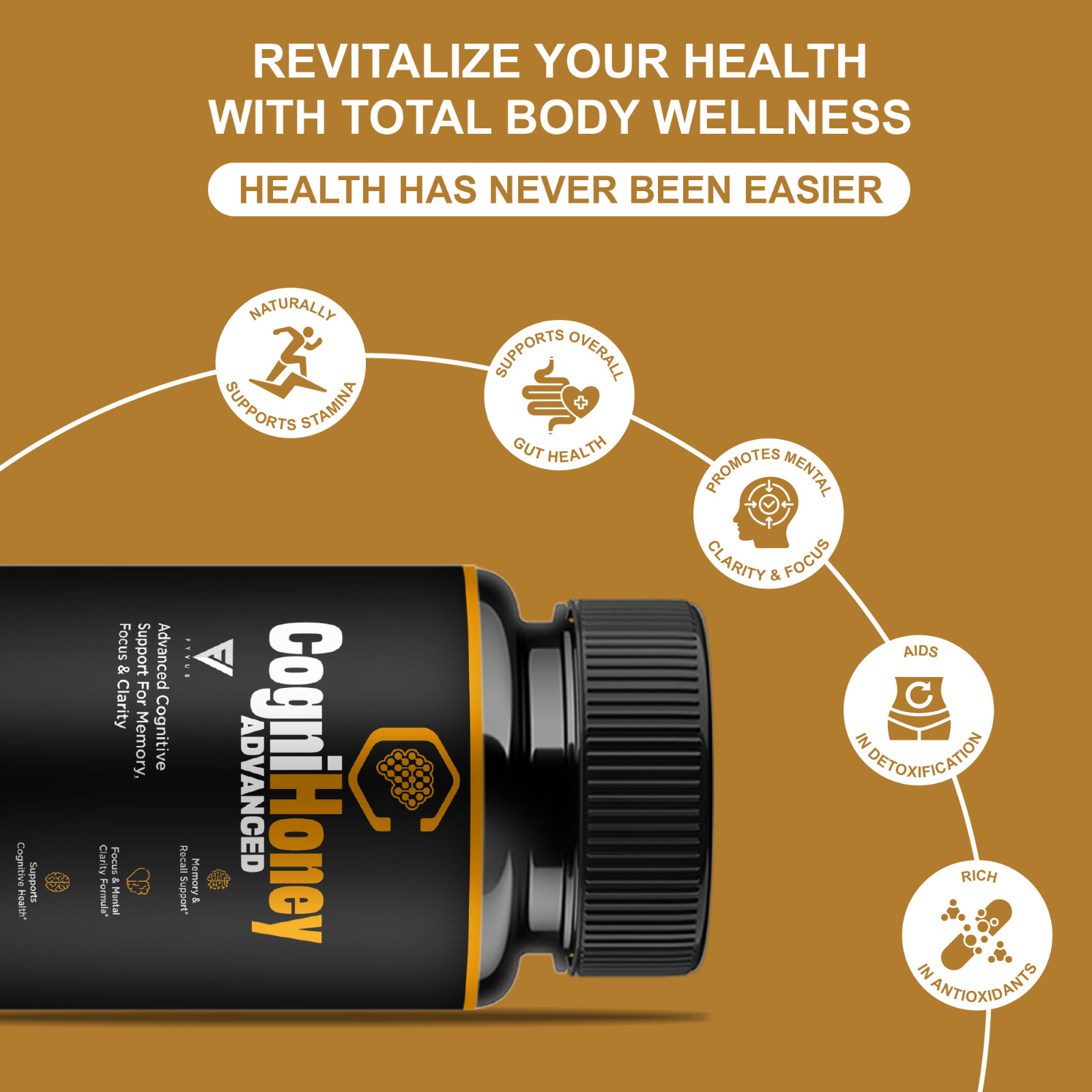 (5 Pack) CogniHoney Advanced Capsules, Cogni Honey Supplement (300 Capsules)