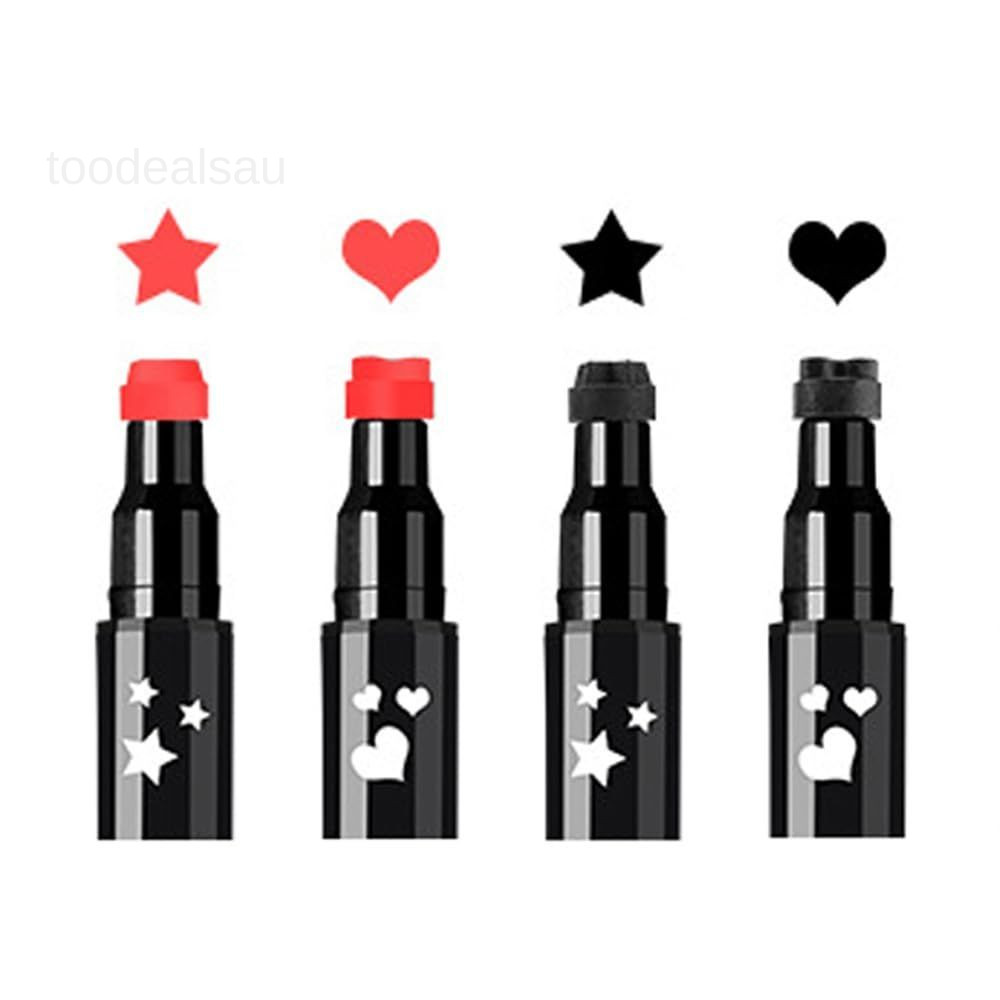 Face Stamp & Eyeliner Set, 4 PCs Red & 4 Count (Pack of 1), red and black
