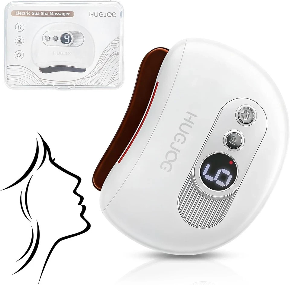 Electric Gua Sha Facial Tool Red Light Heat Vibration Face Neck Lifting Massager