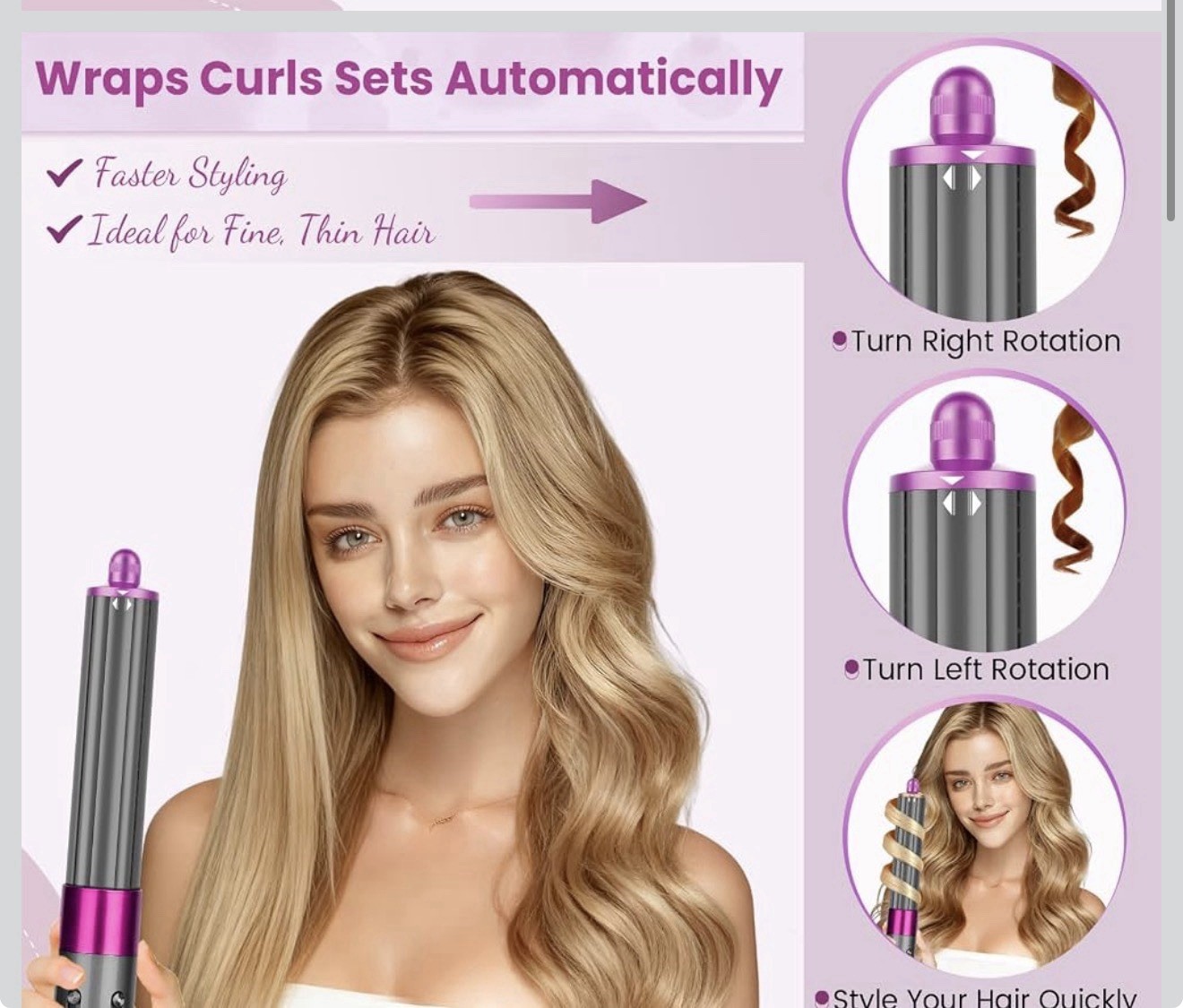 Long barrel curl Multi Direction 1.6 in for Dyson Airwrap Hair Styler HS01 05 8