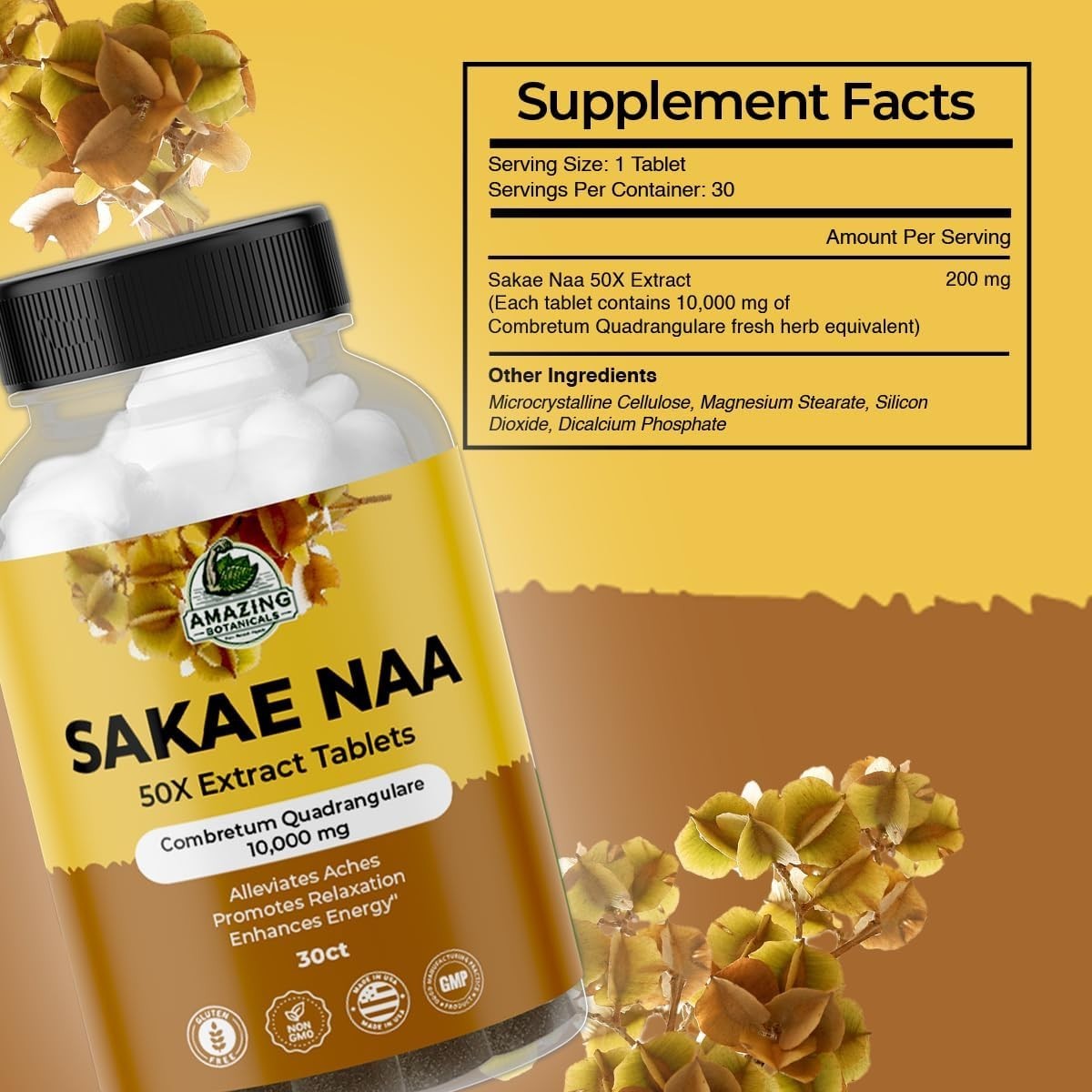 Amazing Botanicals Sakae Naa 50X Extract 10,000mg Relax Calm Focus
