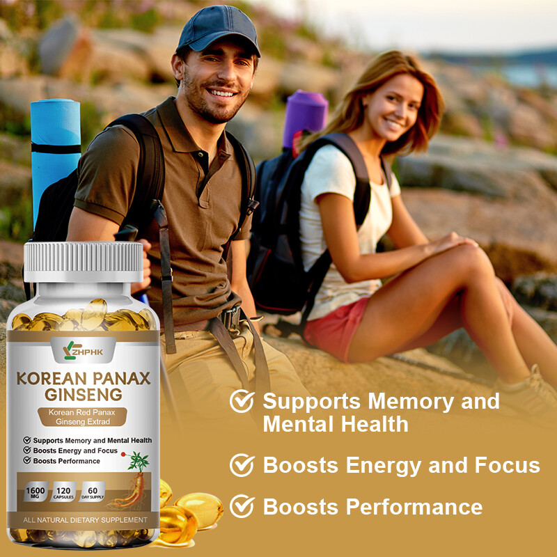Korean Red Panax Ginseng 120 Capsules – 1600mg Extra Strength NON-GMO No Fillers