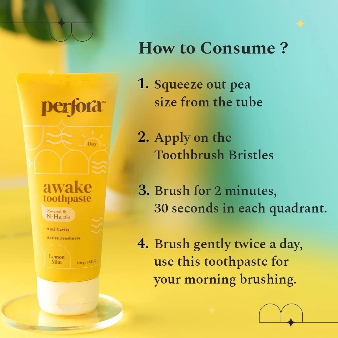 Perfora Awake Toothpaste Healthy Gums & Oral Care Lemon Mint Pack of 1,100gm