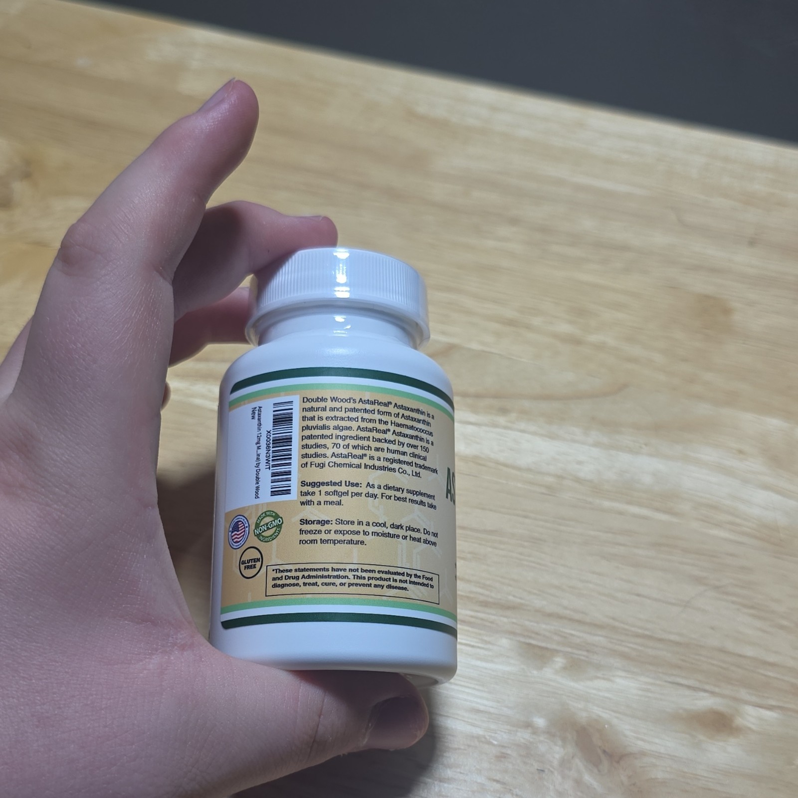 Double Wood Supplements Astaxanthin AstaReal 12mg 60 Softgels Keto