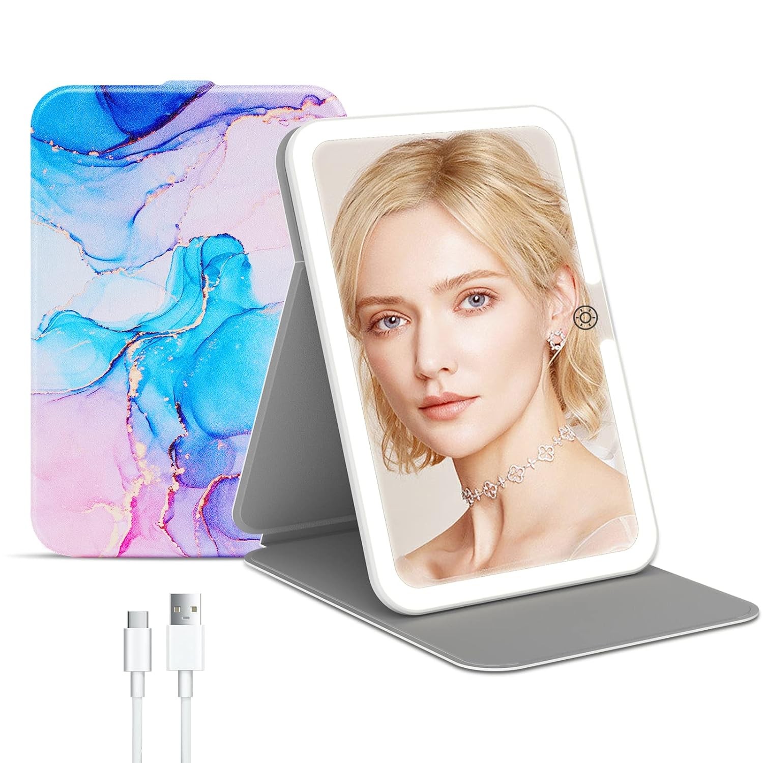 Rechargeable Travel Makeup Mirror W/ 72 Led Lights Portable Lighted Beauty