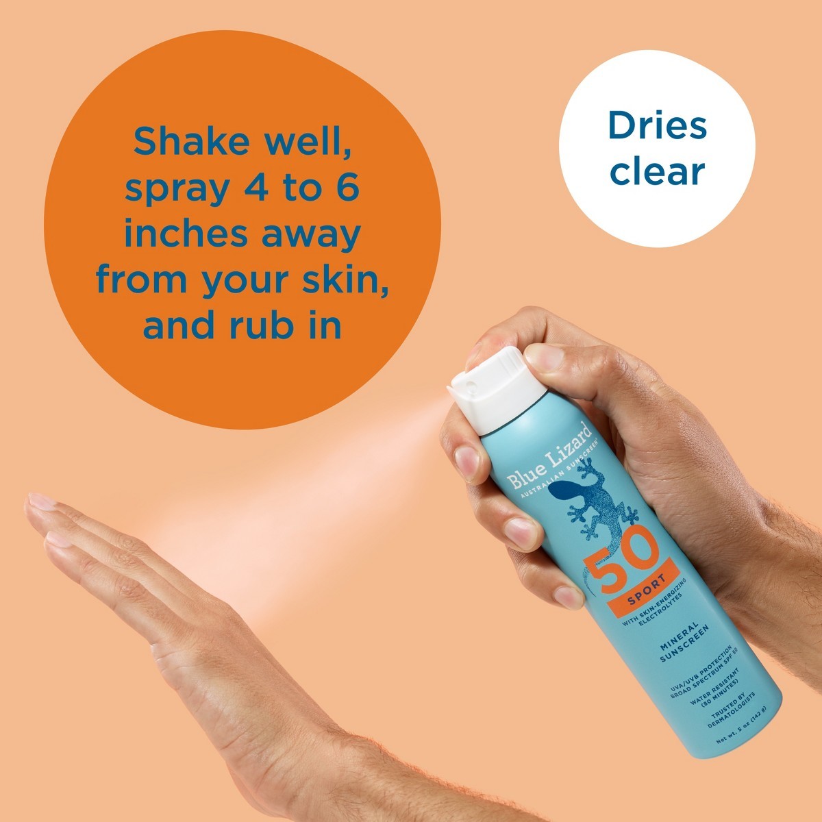 Blue Lizard Sport Mineral Sunscreen Spray – SPF 50+- 5oz:Whole Body,Paraben-Free