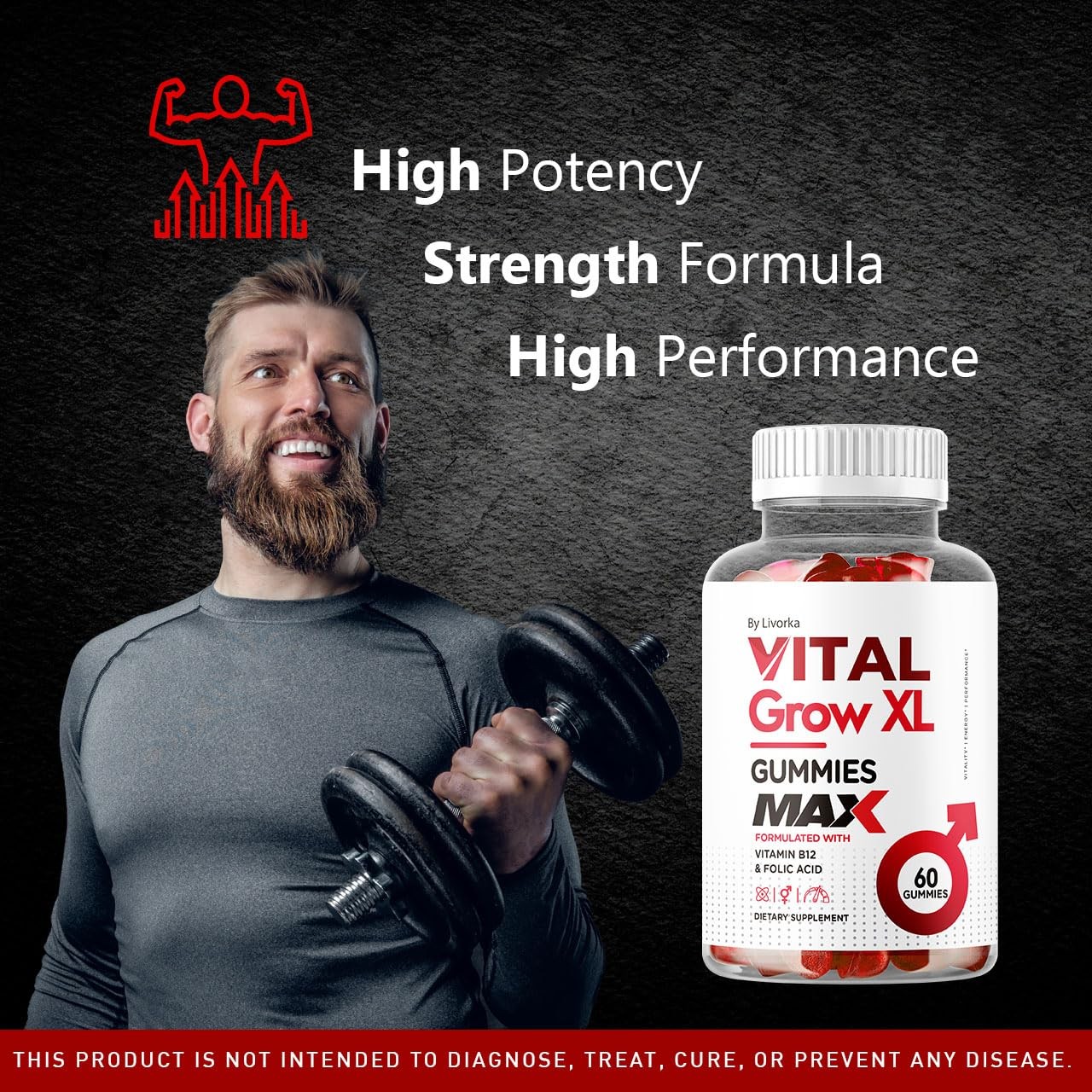 (3 Pack) Vital Grow XL Male Gummies – Men’s Performance 60 Count (Pack of 3)