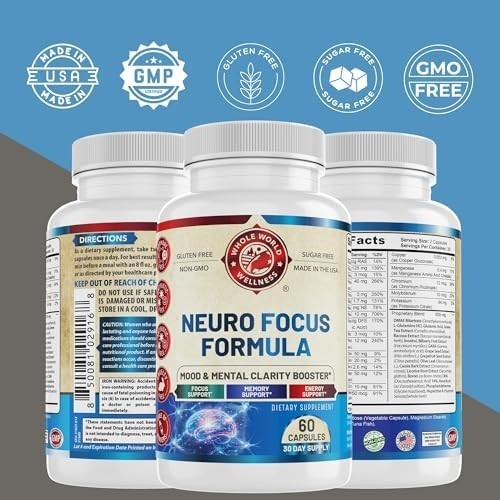 Neuro Focus Formula | Supports Mental Clarity & Focus | Vitamin A,C,D,E,B6 | Glu