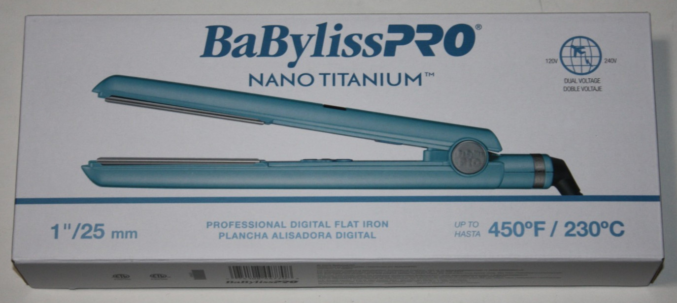 BaBylissPRO Nano Titanium 450°F 1″ Digital Straightener – Blue NEW