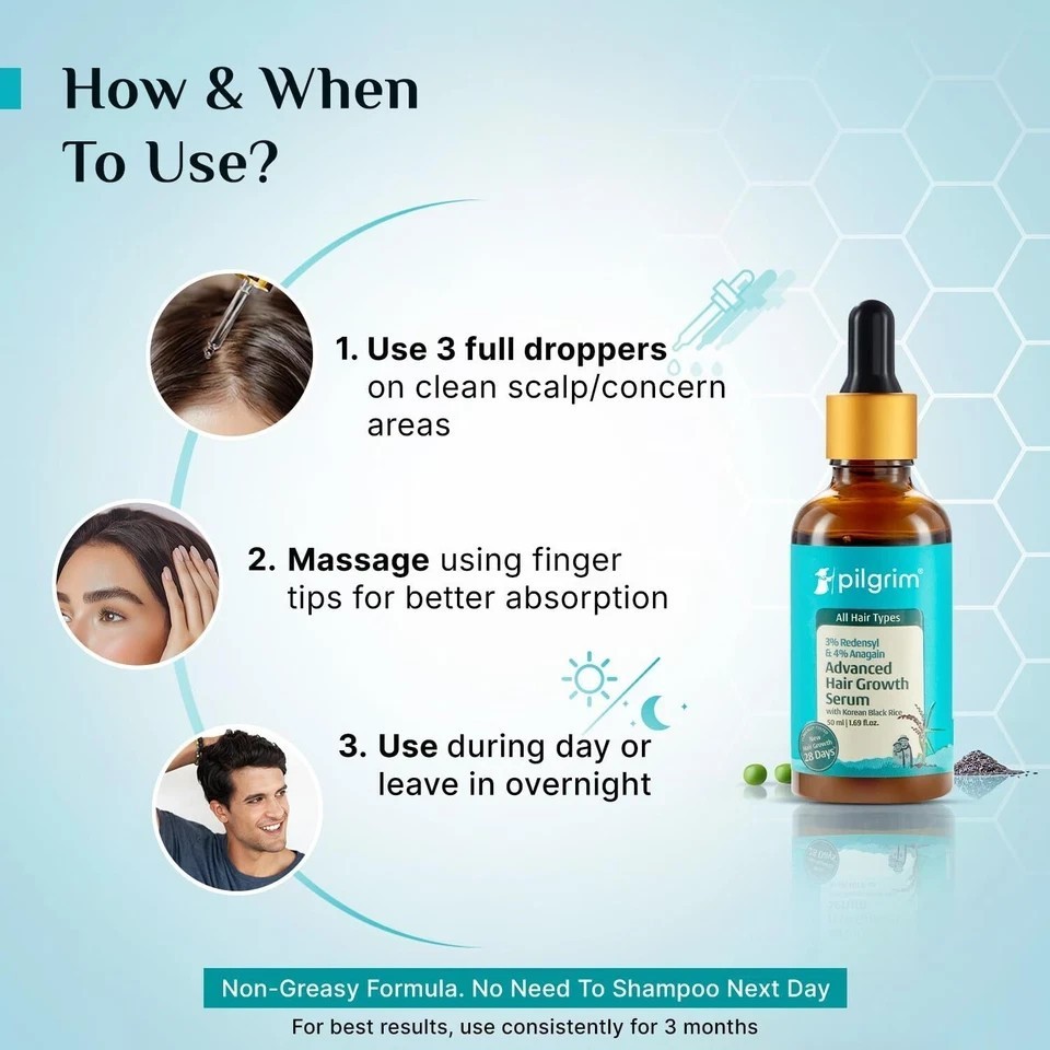 Pilgrim Redensyl 3% + Anagain 4% Advanced Hair Growth Serum 50ml