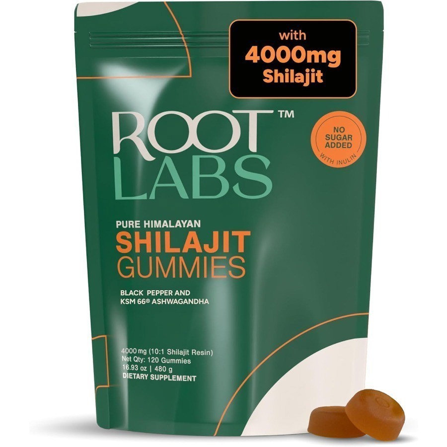 Root Labs 4000 mg Pure Himalayan Shilajit Gummies I No Added Sugar I120 Pouch+++