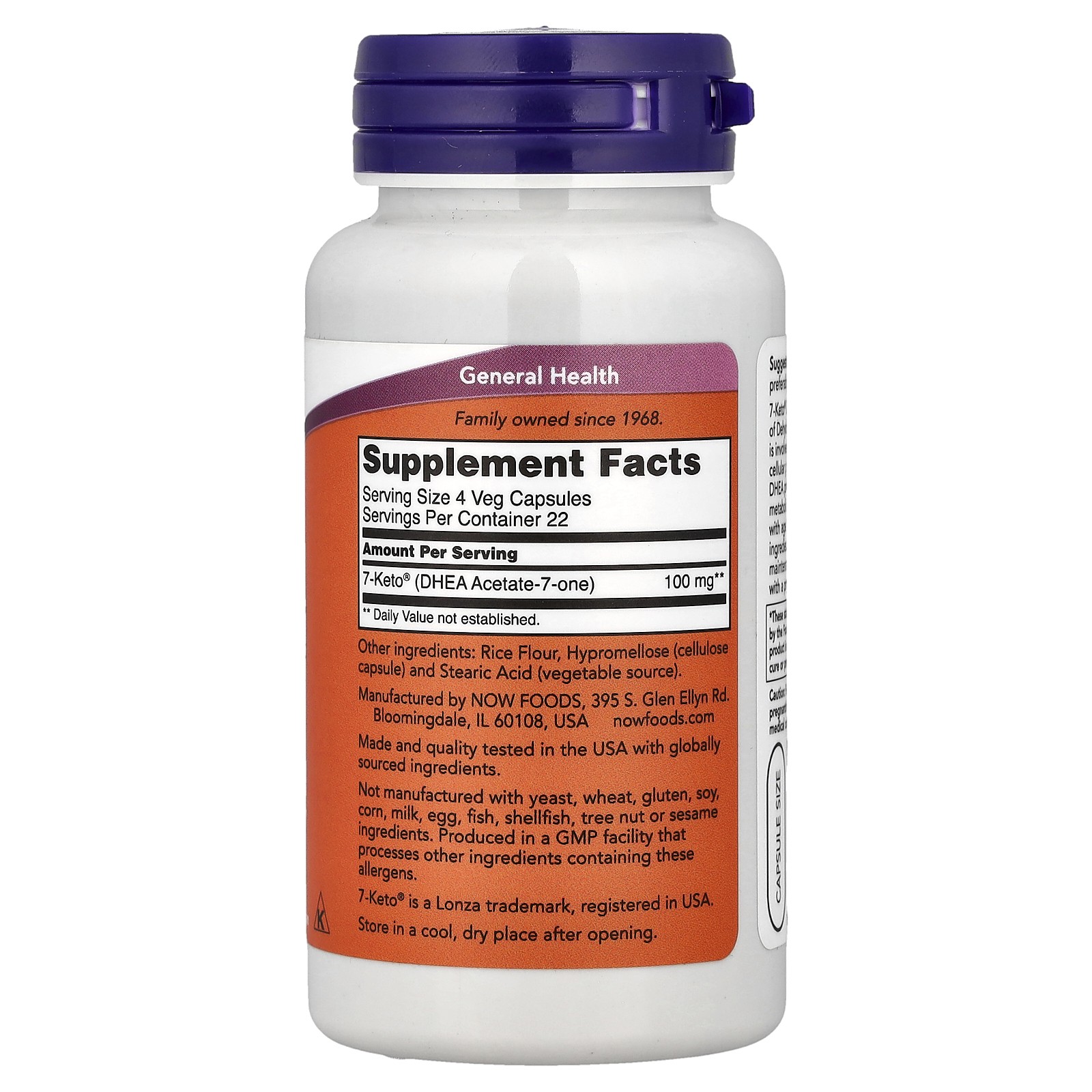 Now Foods 7-KETO 25 mg 90 Veg Capsules GMP Quality Assured, Vegan, Vegetarian