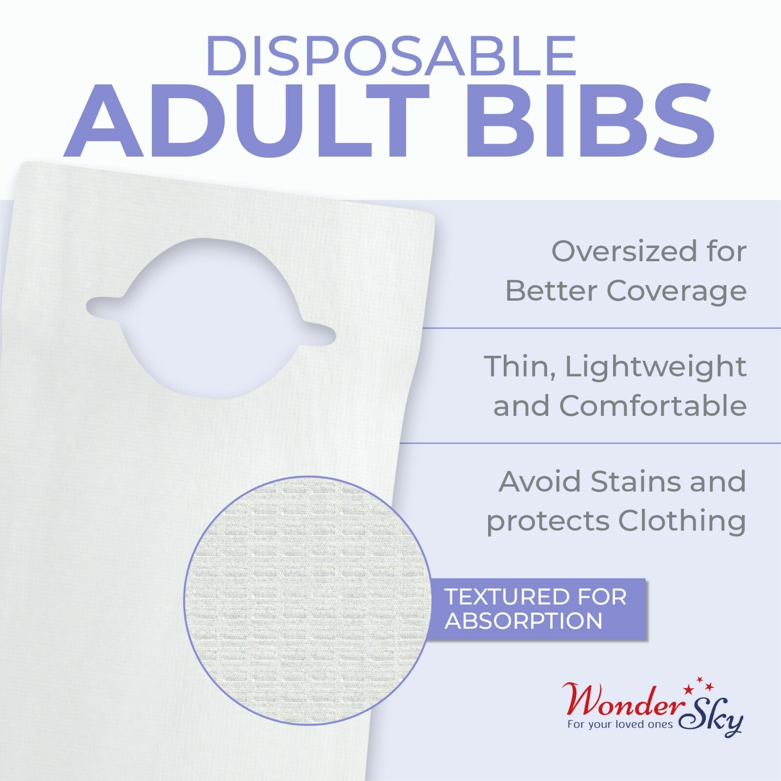 Overhead Slip-On Lightweight & Comfortable White Disposable Adult Bibs 16″ X 33″