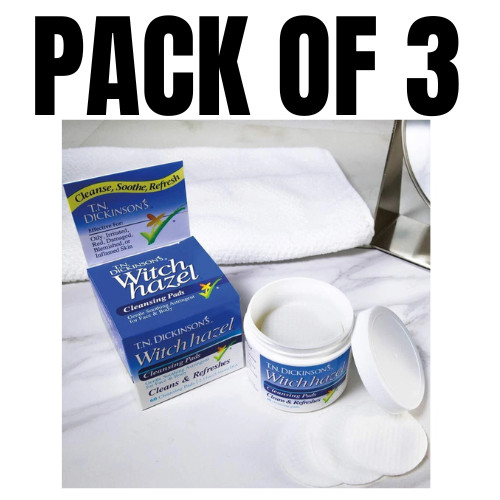 Witch Hazel Cleansing Pads – 60 Count (Pack of 3)