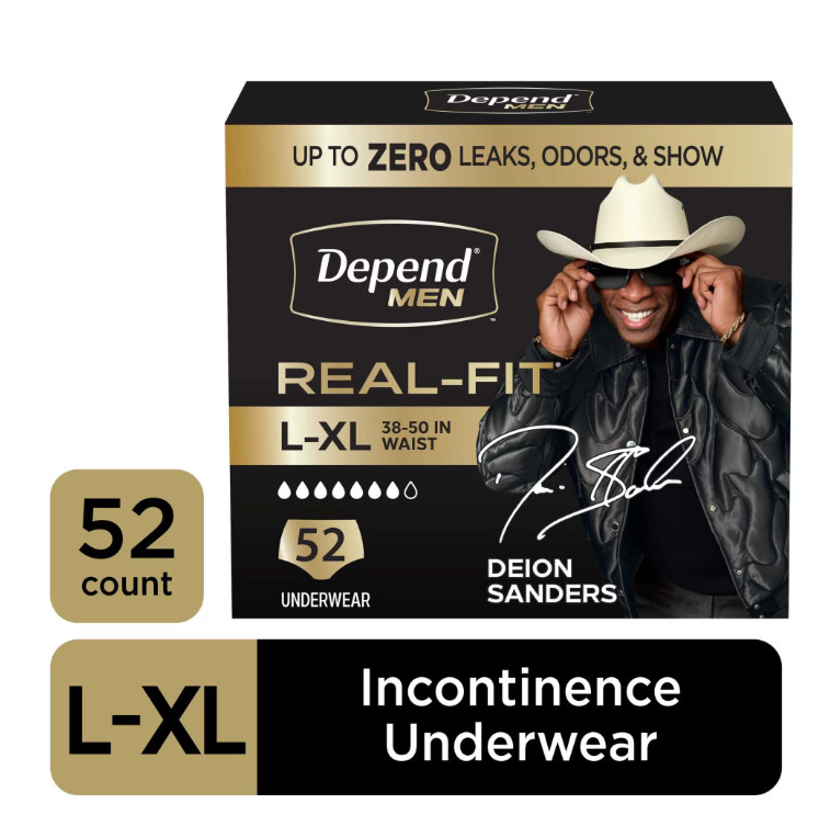Depend Real Fit Incontinence Underwear for Men, Adult, L/XL, Grey, 52 Count