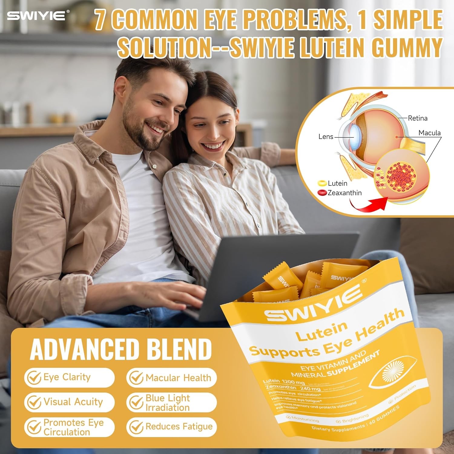 Lutein Gummies – Eye Vitamin and Mineral Supplement with 20mg Lutein