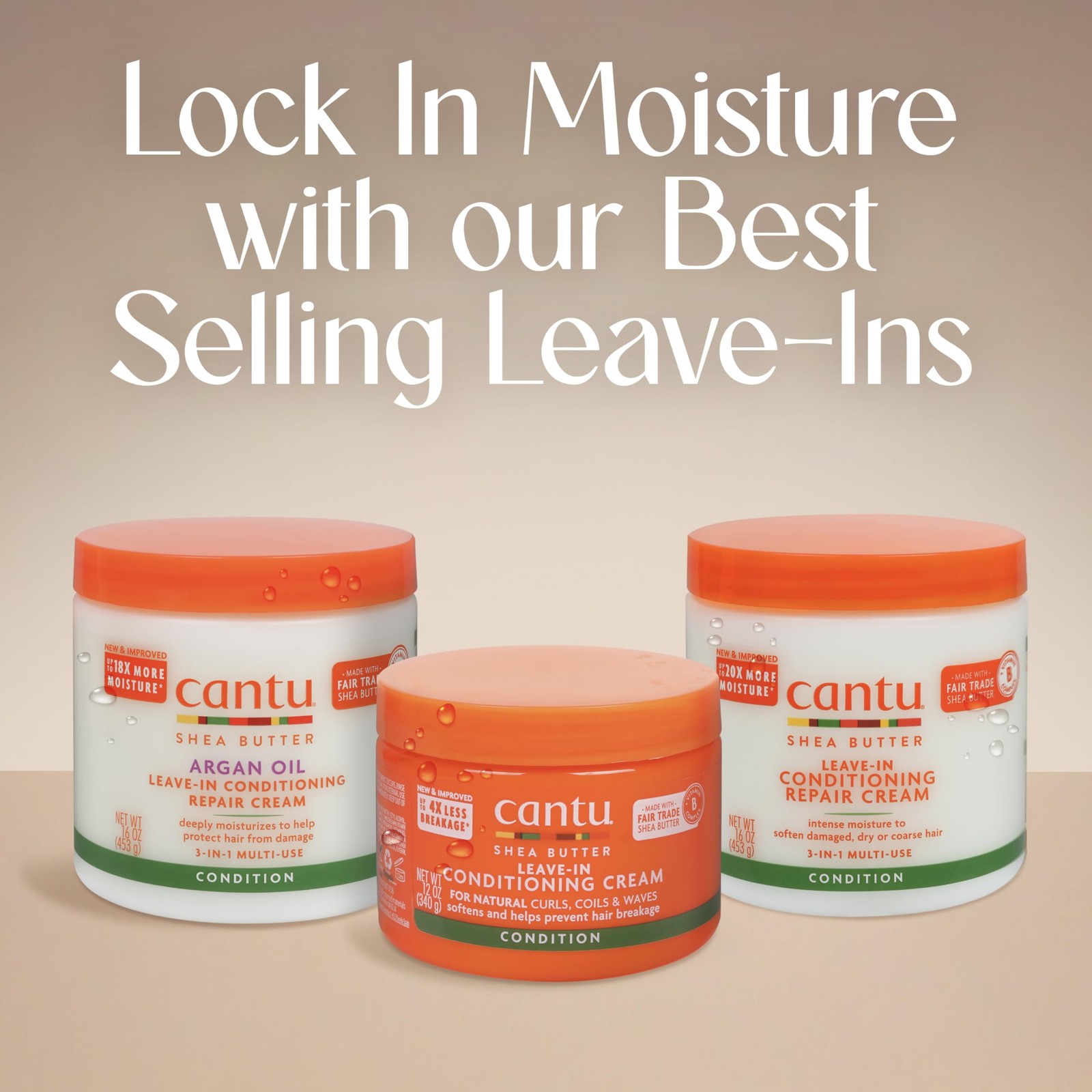 16 Ounce (Pack of 1), Cantu Argan Oil Leave in Conditioning Repair Cream, 16