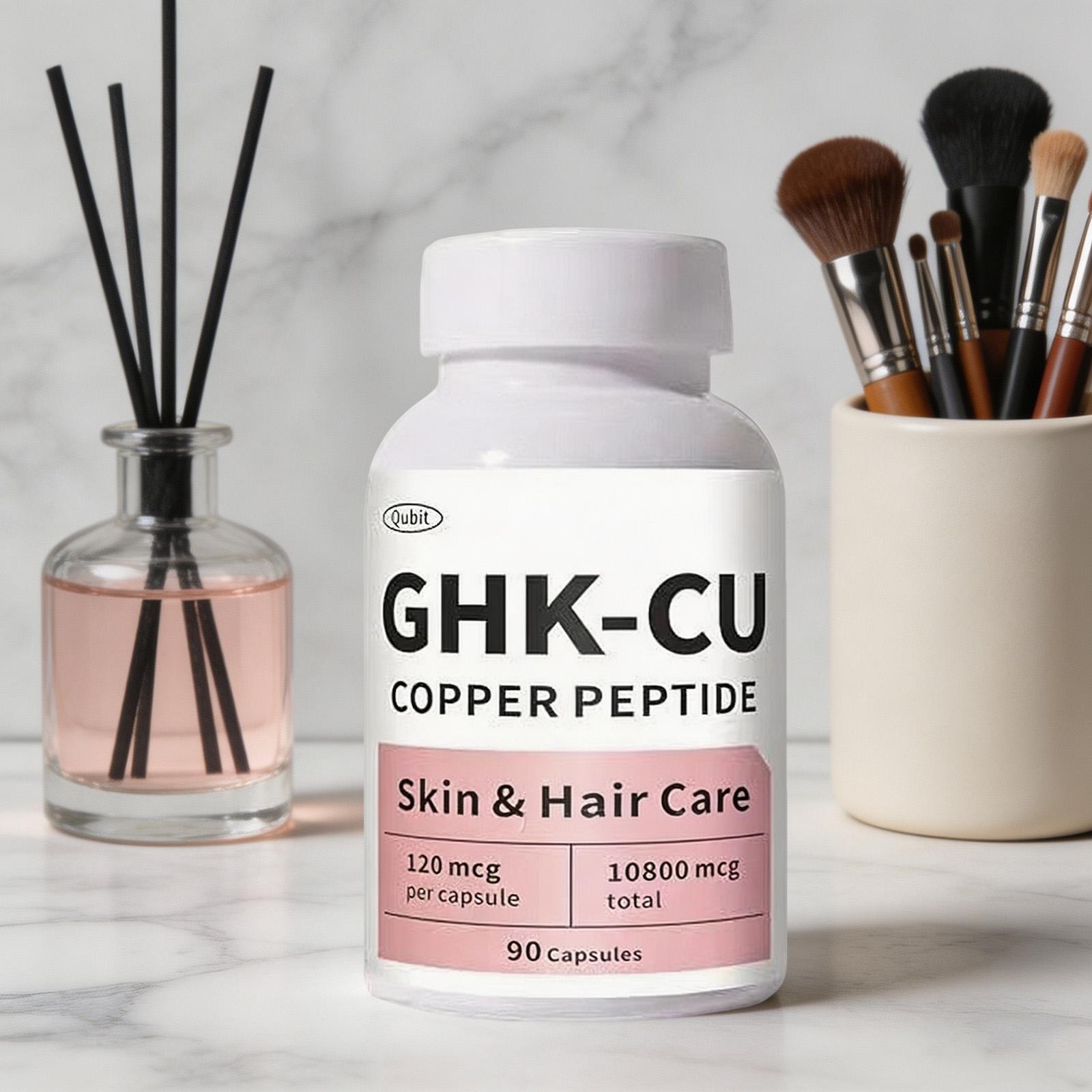 GHK-Cu Copper Peptide Supplement for Skin & Hair, Easy to Absorb – 90 Capsules