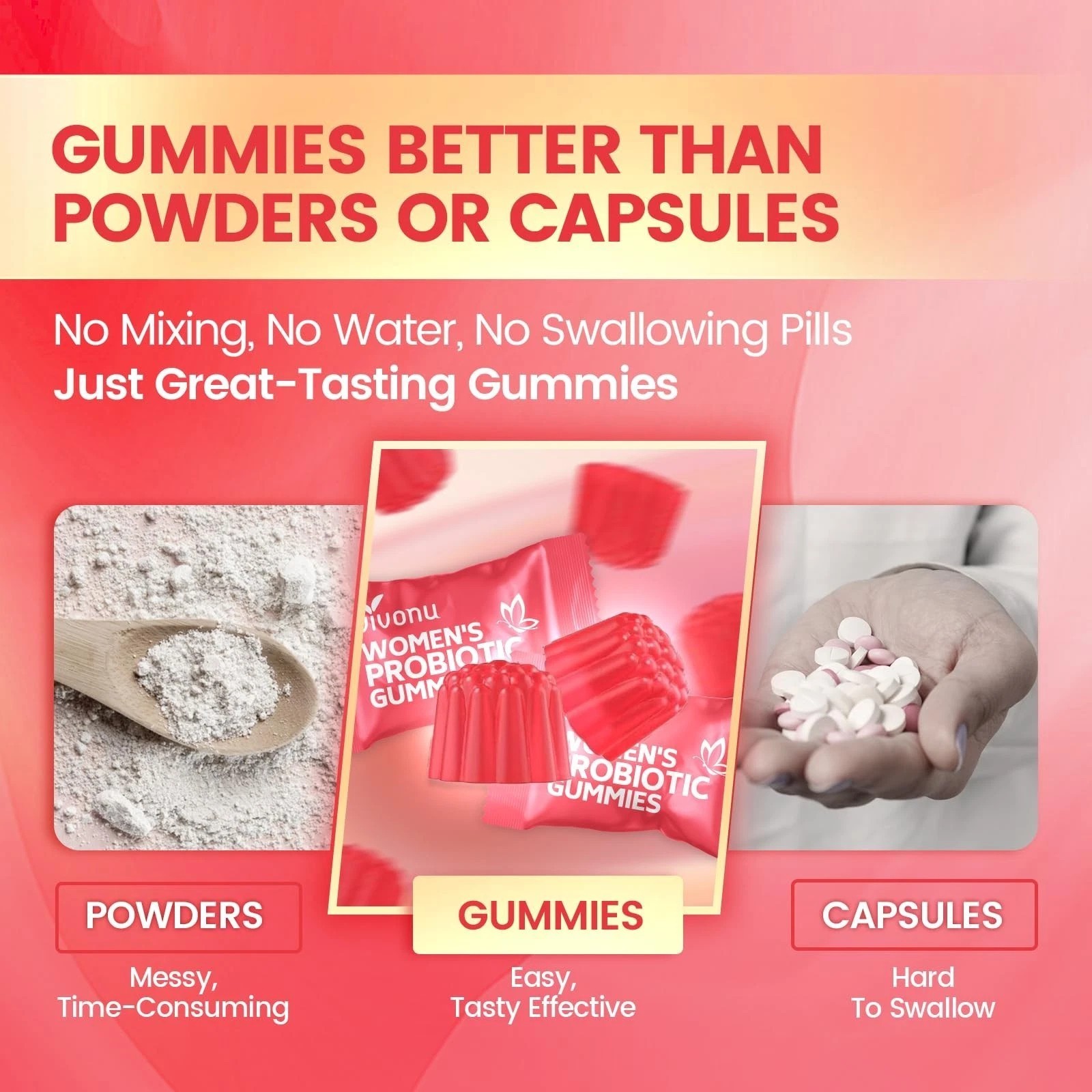 Cranberry Probiotic Gummies for Women – Vaginal&Immune Health,No Sugar,60 Pieces