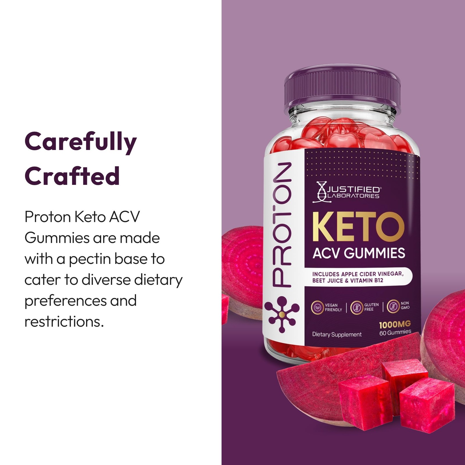 Justified Laboratories Proton Keto Acv Gummies 1000 Mg – 60 Count Pack Of 3 –