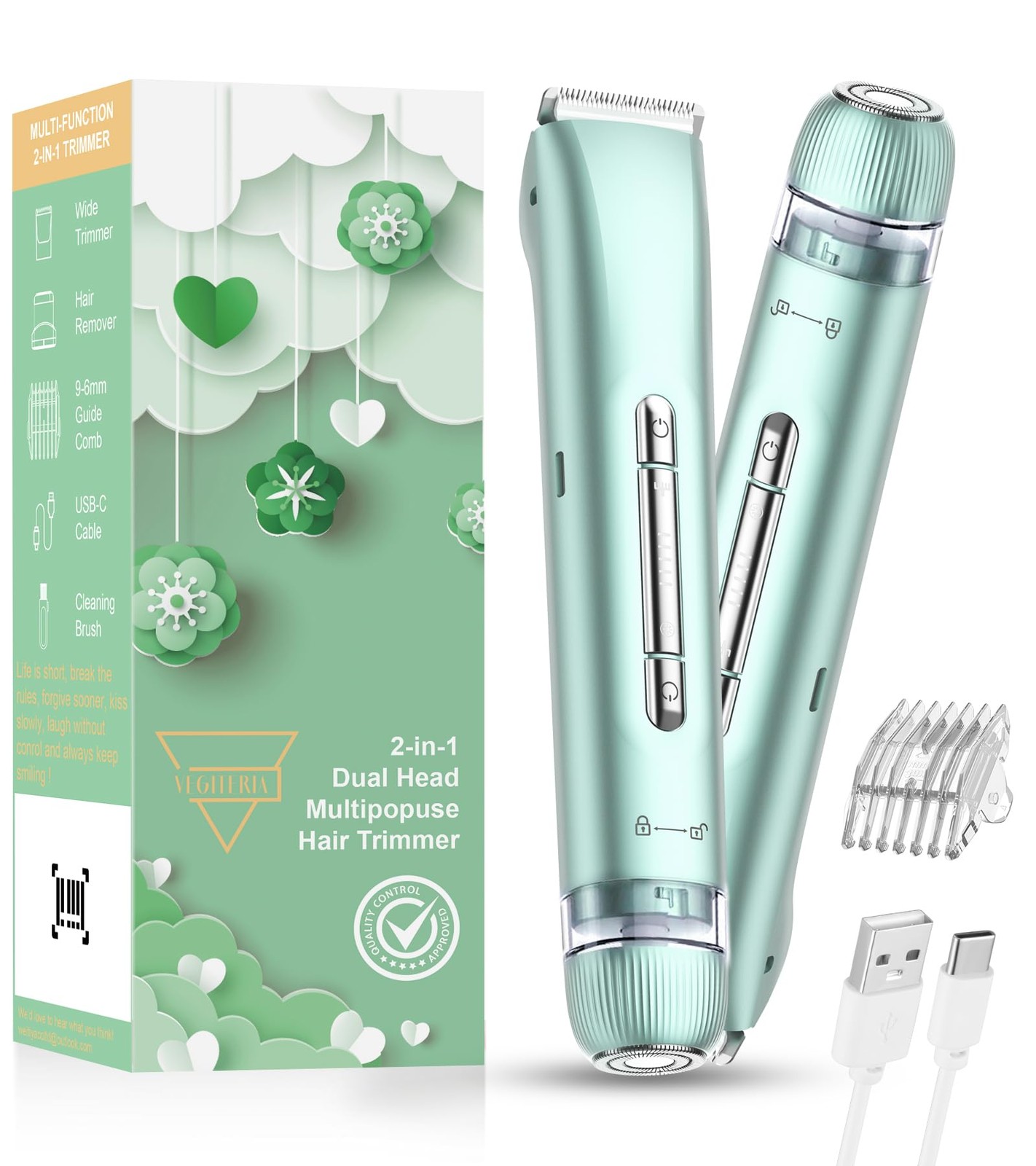 Electric Razors for Women | Dual Head Shaver Ladies Green P