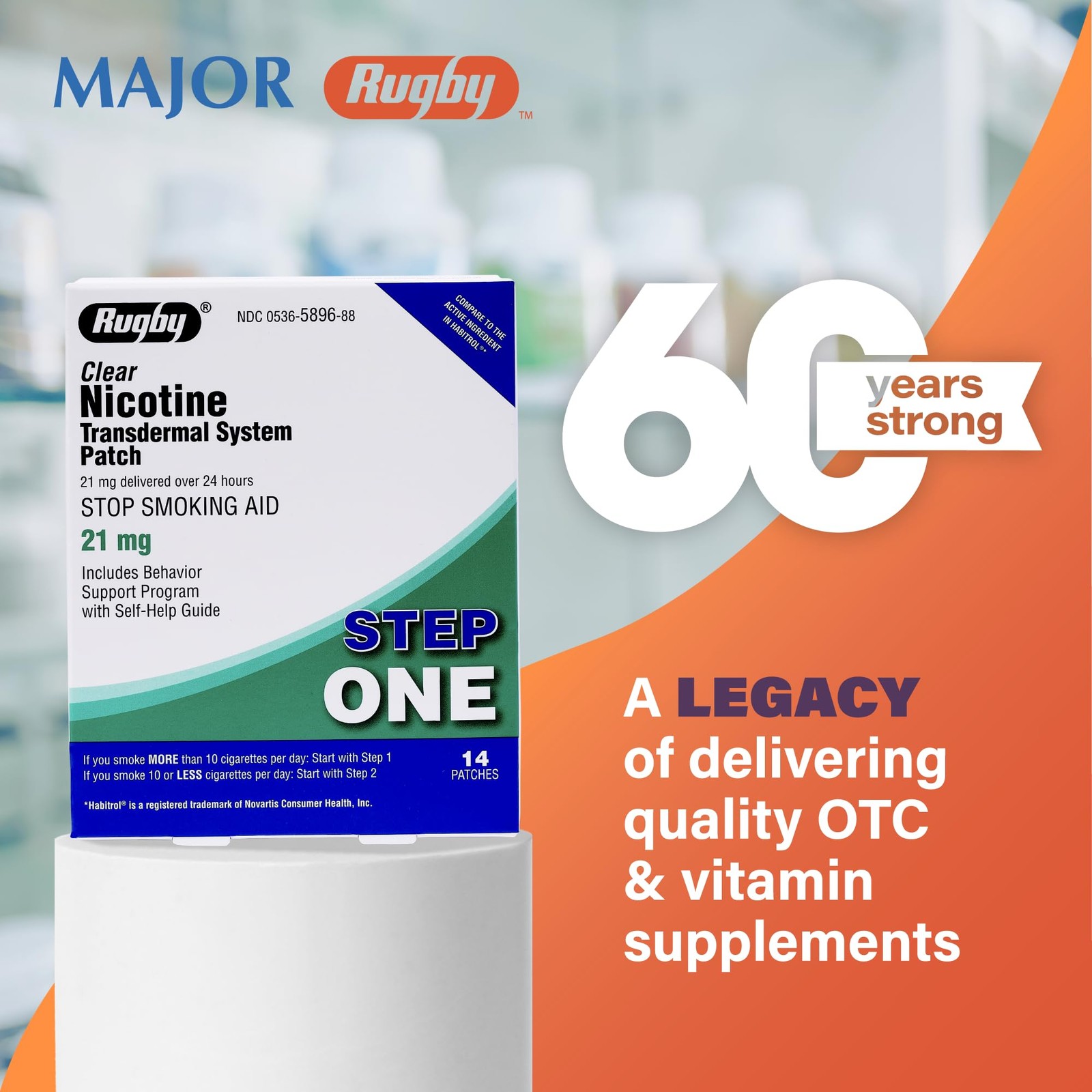 Rugby Laboratories Rugby Clear Nicotine Patches – 21Mg Transdermal System Patch