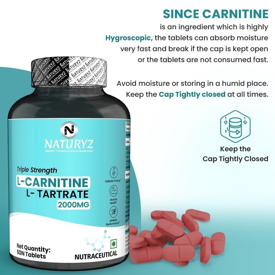 Naturyz Triple Strength L-Carnitine L-Tartrate 2000 Mg Converts Fat Into Energy