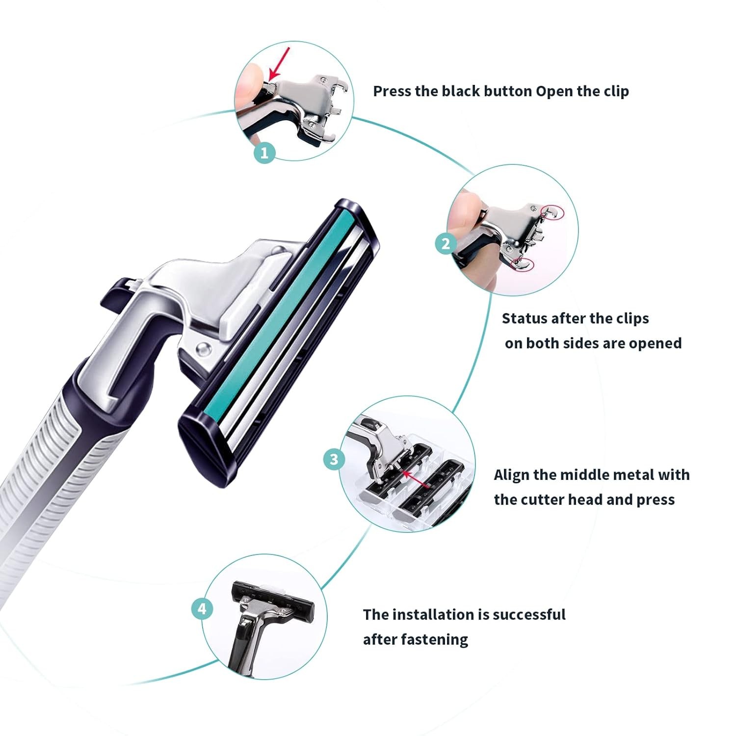 Men’s Disposable Razors 108 Twin Stainless Steel Blades 4 Handles—Smooth Shave