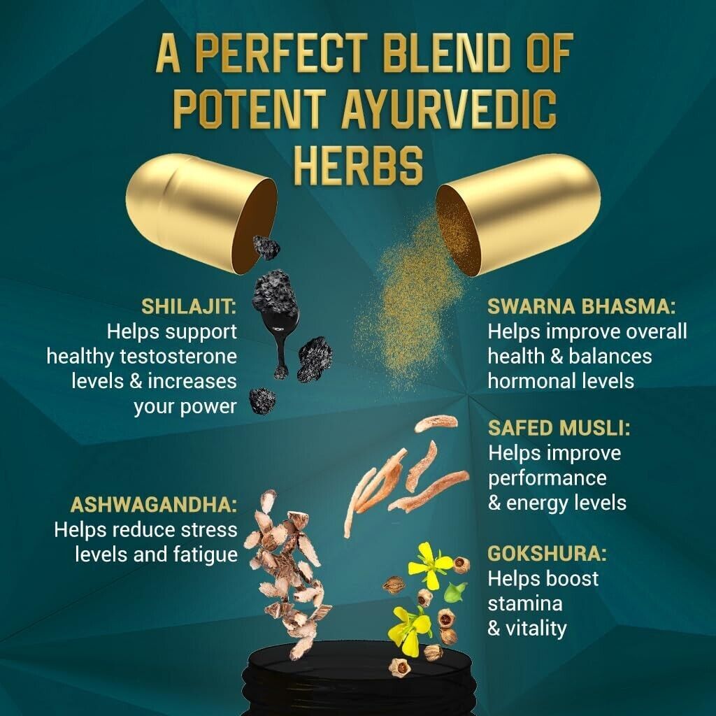 100% Pure Himalayan Shilajet Resin (60 Capsules) Boost Energy Endurance Stamina