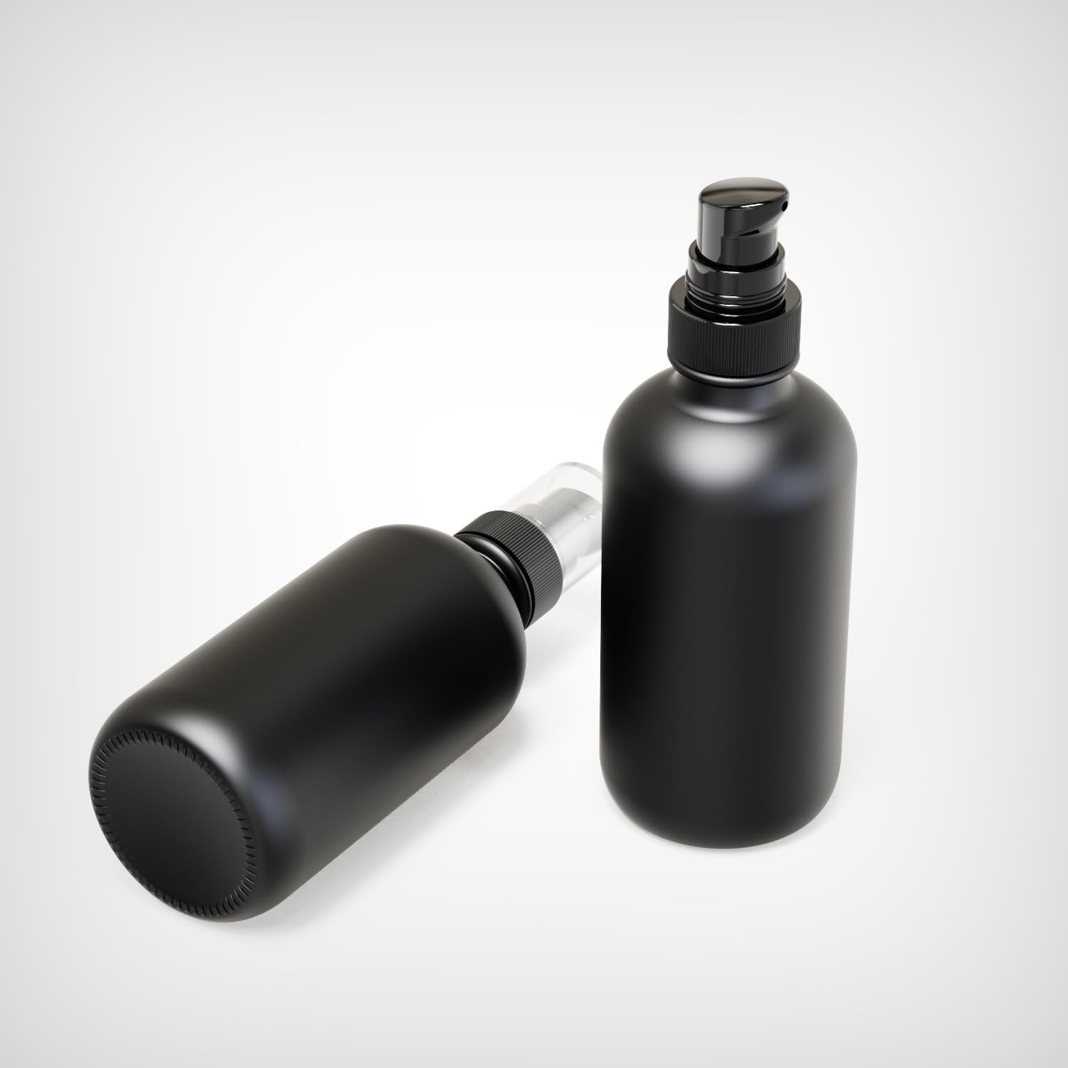 12-Pack 120ml Matte Black Glass Pump Bottles, Travel Size Refillable Dispensers