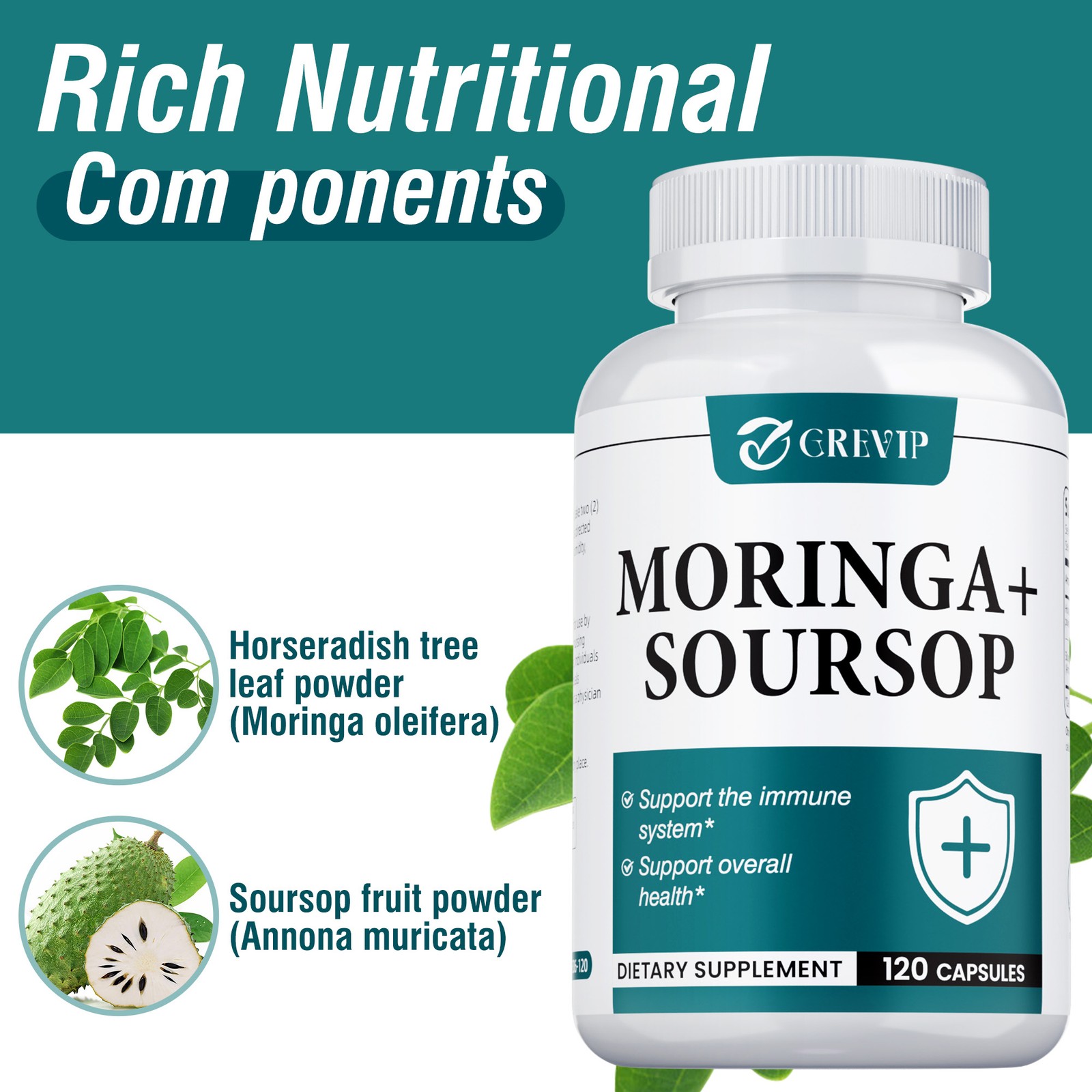 Moringa + Soursop 120pcs – Supports Cellular Health, Antioxidants, Improves Mood