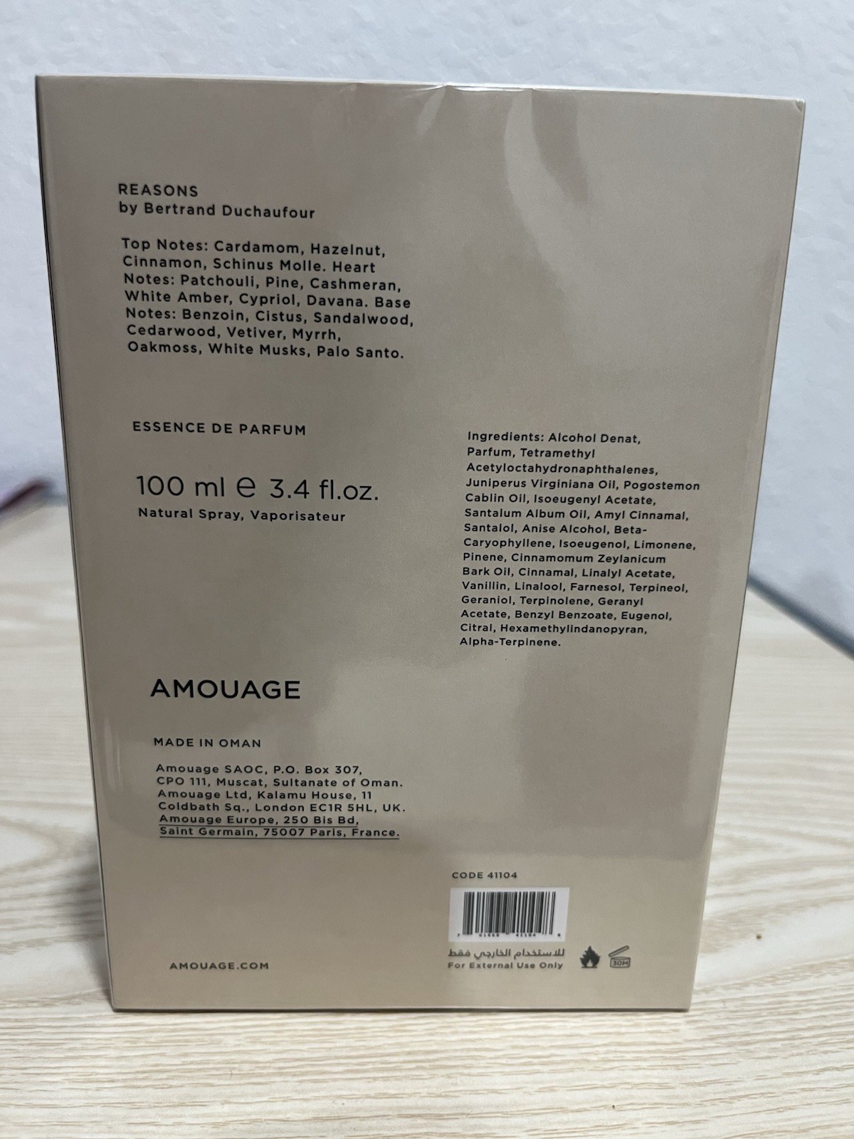 Amouage Reasons Essence de Parfum Natural Spray, 3.4 fl oz Cardamom