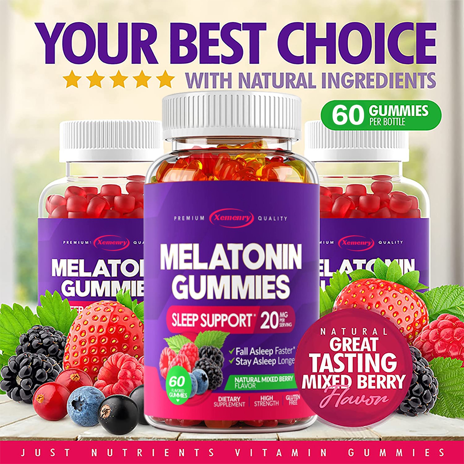 Melatonin Gummies 20mg – Sleep Aid , Fall Asleep Fast and Stay Asleep Quality