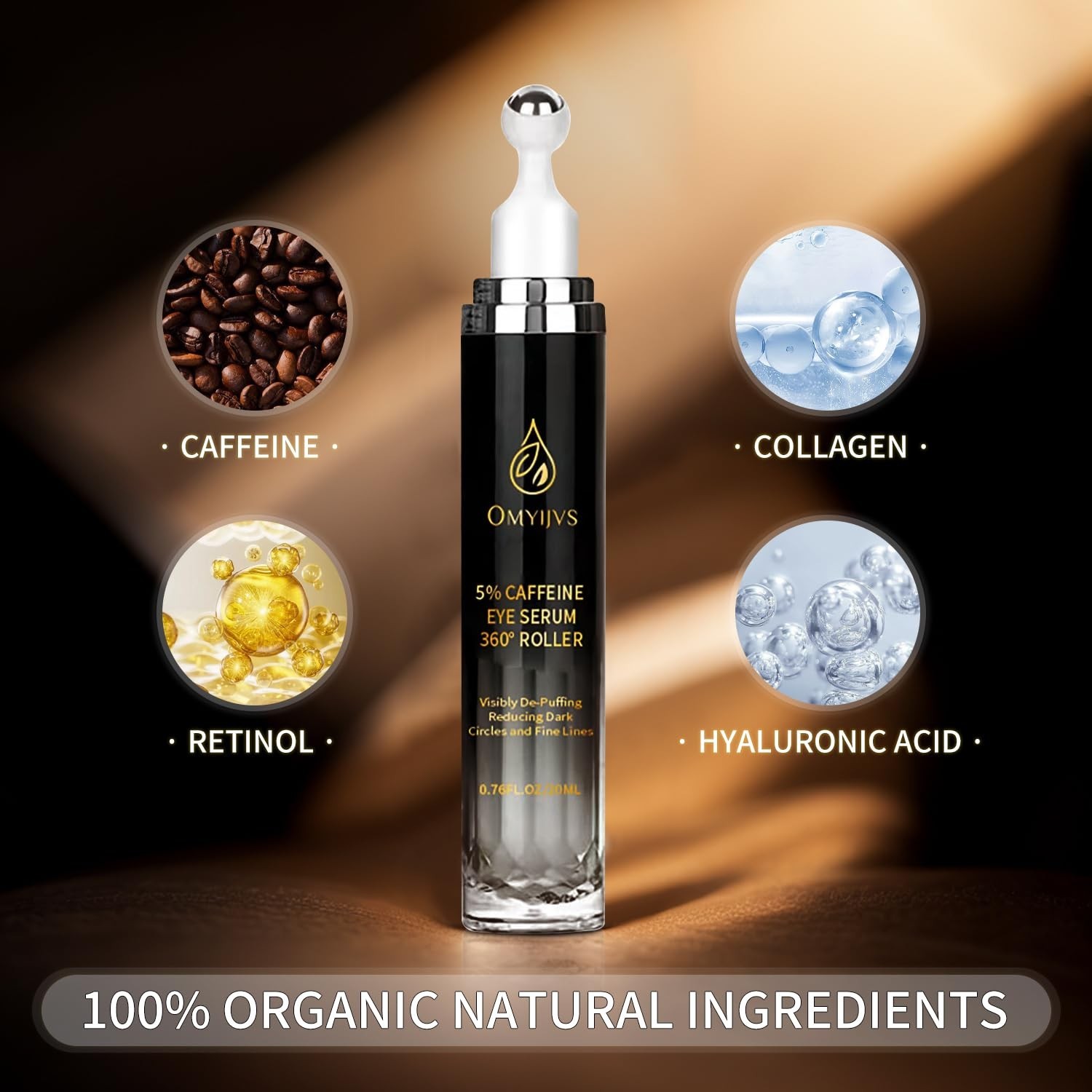 Caffeine Eye Cream, under Eye Cream for Dark Circles and Puffiness, Eye Serum An
