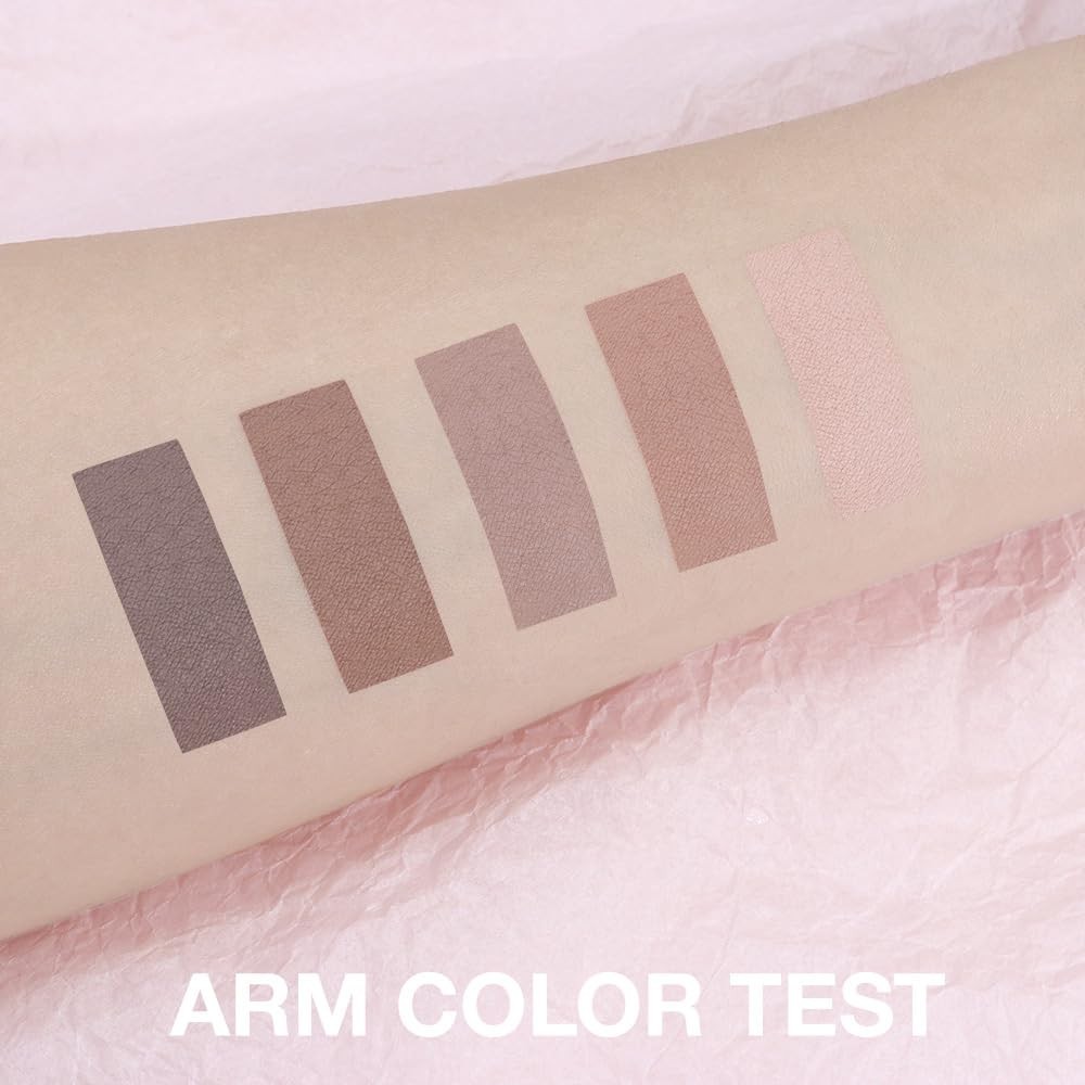 Matte Neutral Cool Brown Eyeshadow Palette,5-Color Matte Taupe Beige Clay Mocha