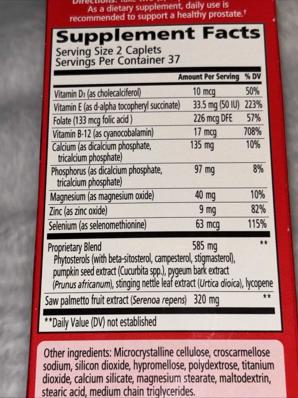 URINOZINC Prostate Plus Health Complex Beta Sitosterol & Saw Palmetto Supplement