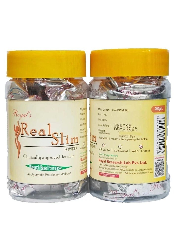 Real Slim Powder 200gm Herbal Weight Management Clinically Approved ( Pack 2 )